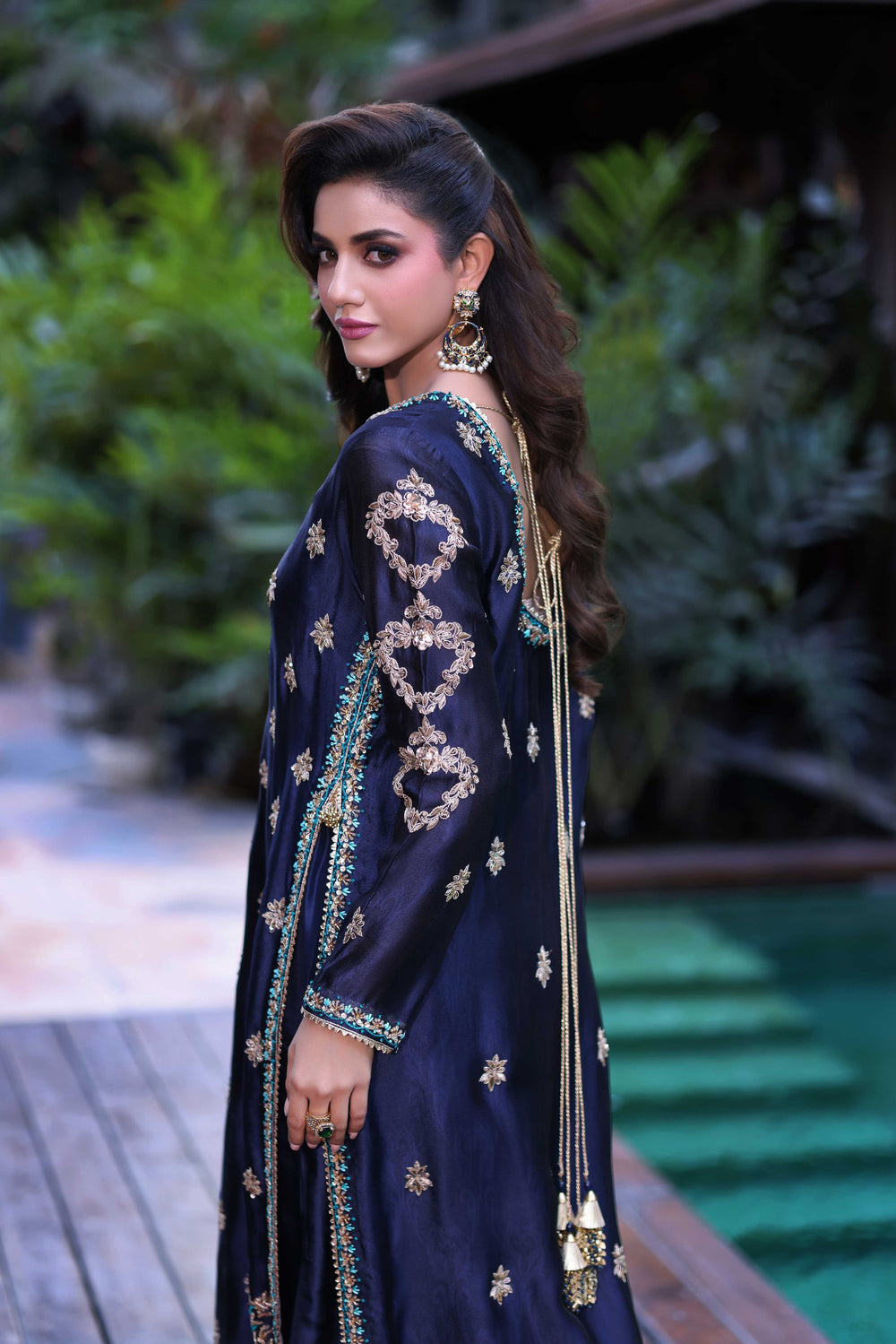 Wahaj M Khan | Nur Festive | Midnight Navy with Teal Nur Set, image 7