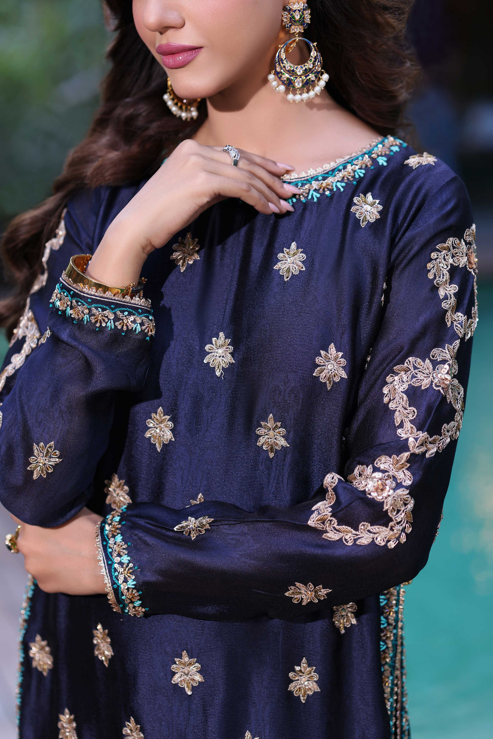 Wahaj M Khan | Nur Festive | Midnight Navy with Teal Nur Set, image 3