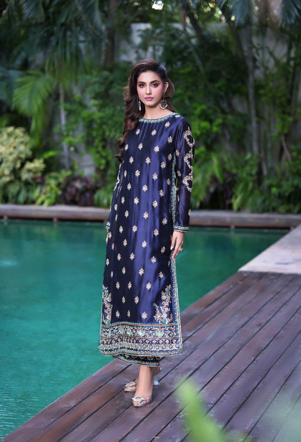 Wahaj M Khan | Nur Festive | Midnight Navy with Teal Nur Set, image 5