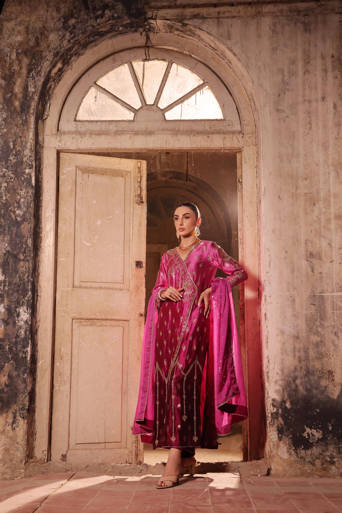 Wahaj M Khan | Banno Wedding Formals | Magenta Ombre Bano, image 5
