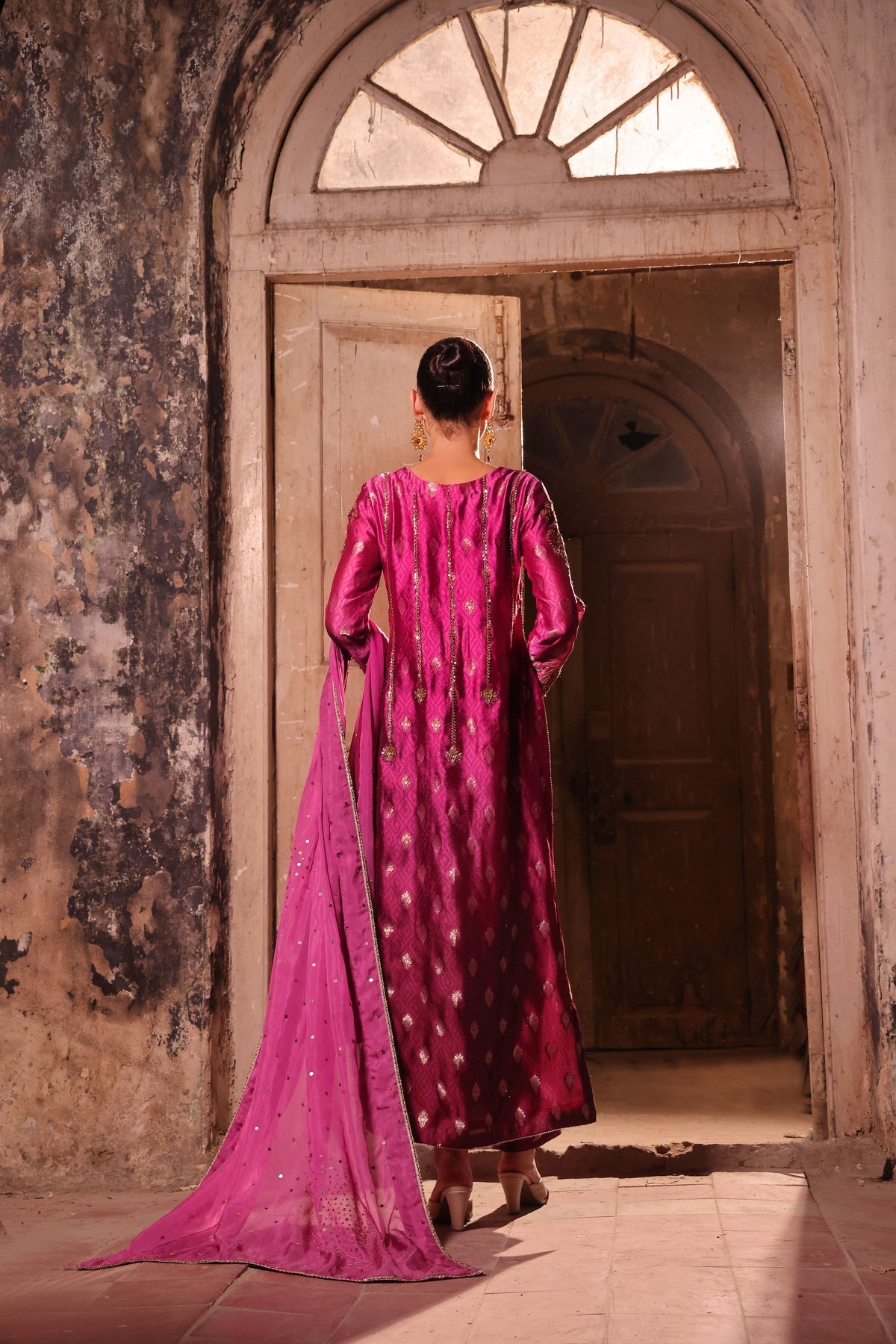Wahaj M Khan | Banno Wedding Formals | Magenta Ombre Bano, image 2