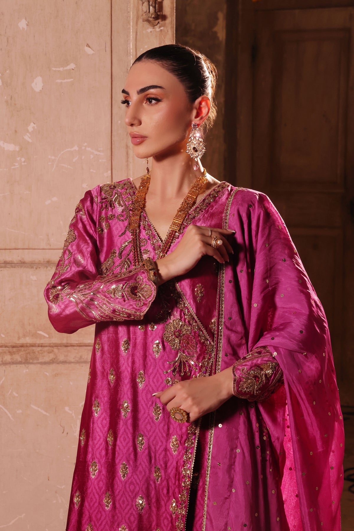 Wahaj M Khan | Banno Wedding Formals | Magenta Ombre Bano, image 4