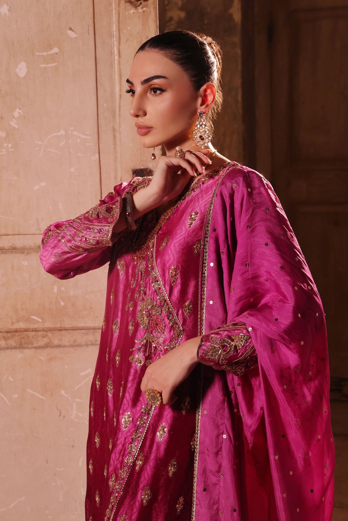 Wahaj M Khan | Banno Wedding Formals | Magenta Ombre Bano, image 3