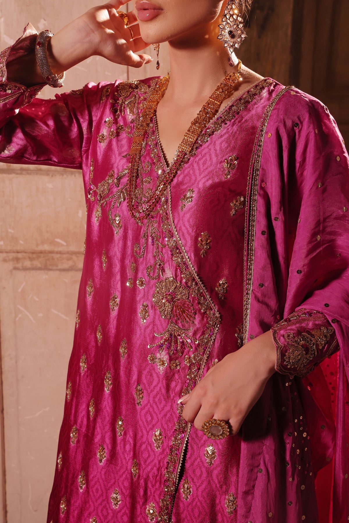 Wahaj M Khan | Banno Wedding Formals | Magenta Ombre Bano, image 7