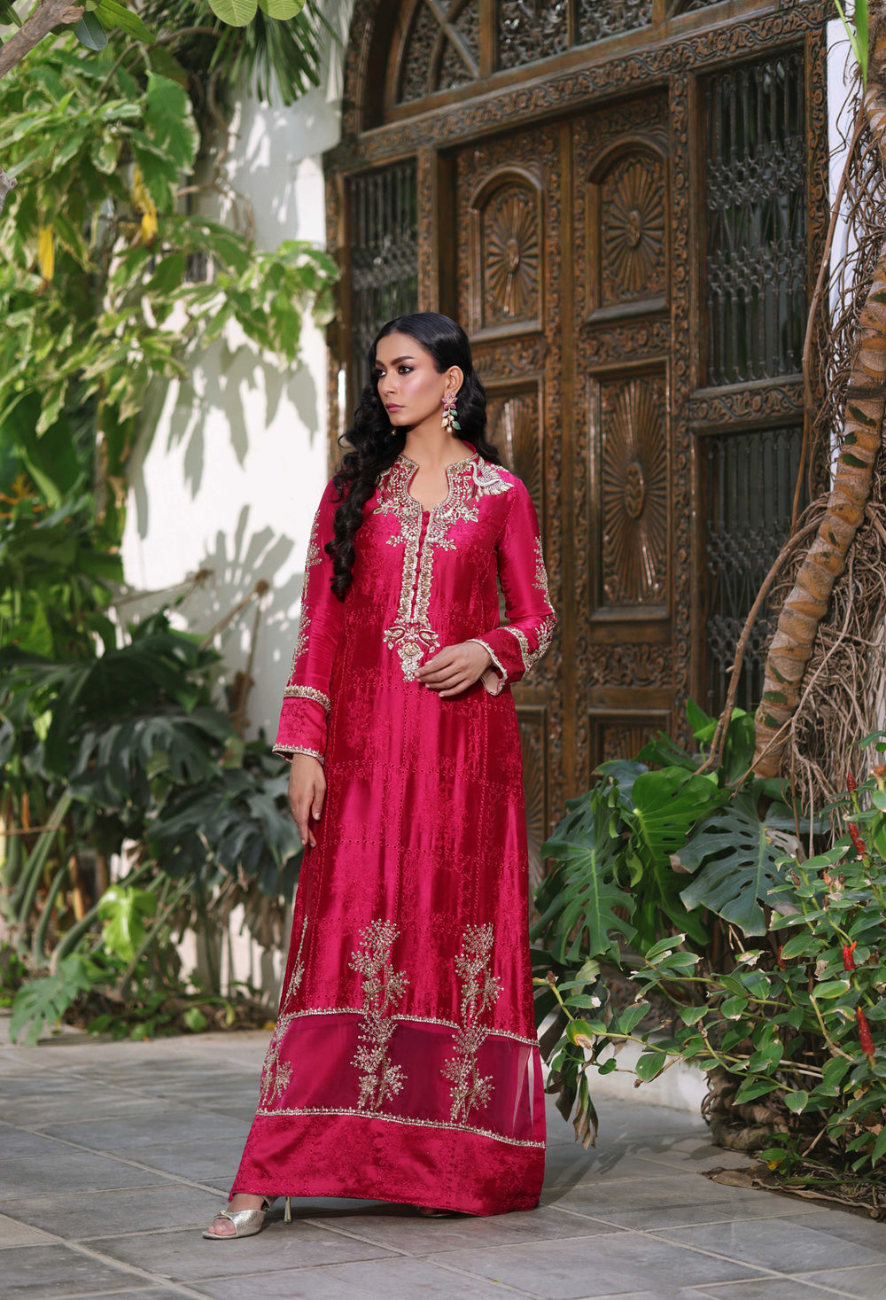 Wahaj M Khan | Nur Festive | Magenta Nur Kaftan Set, image 6