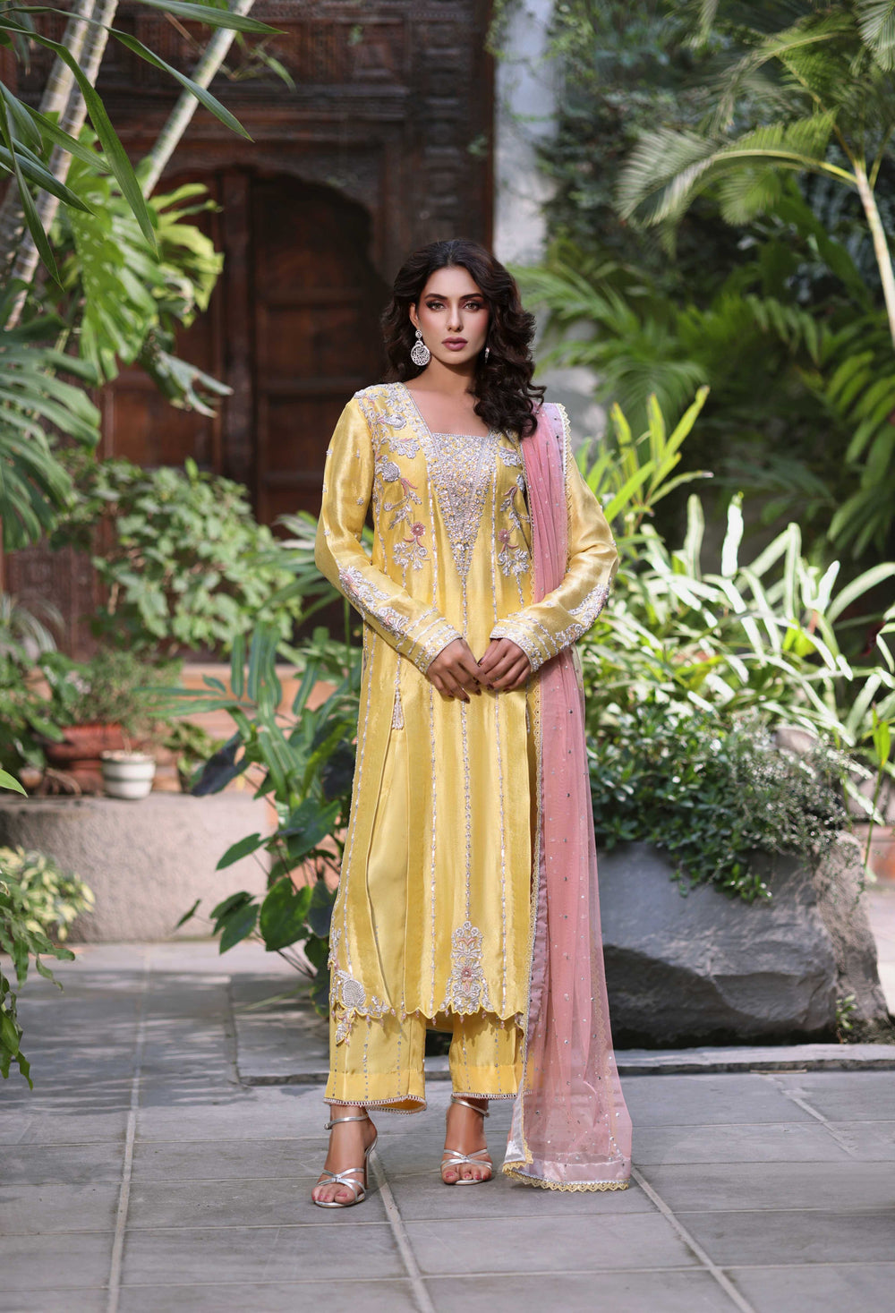 Wahaj M Khan | Nur Festive | Luminous Yellow with Blush Pink Ensemble, image 5