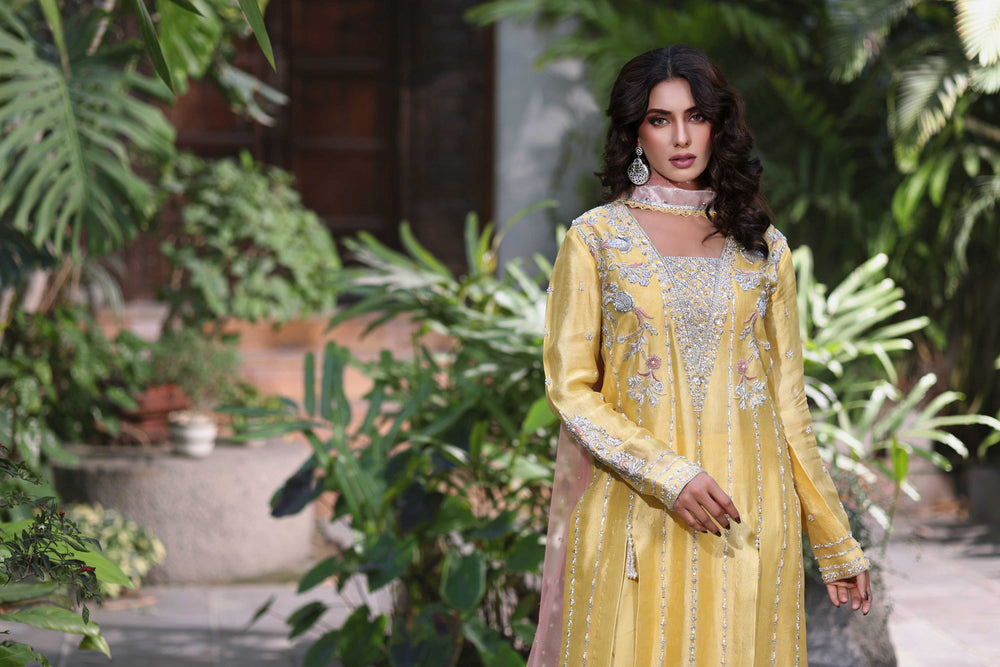 Wahaj M Khan | Nur Festive | Luminous Yellow with Blush Pink Ensemble, image 6