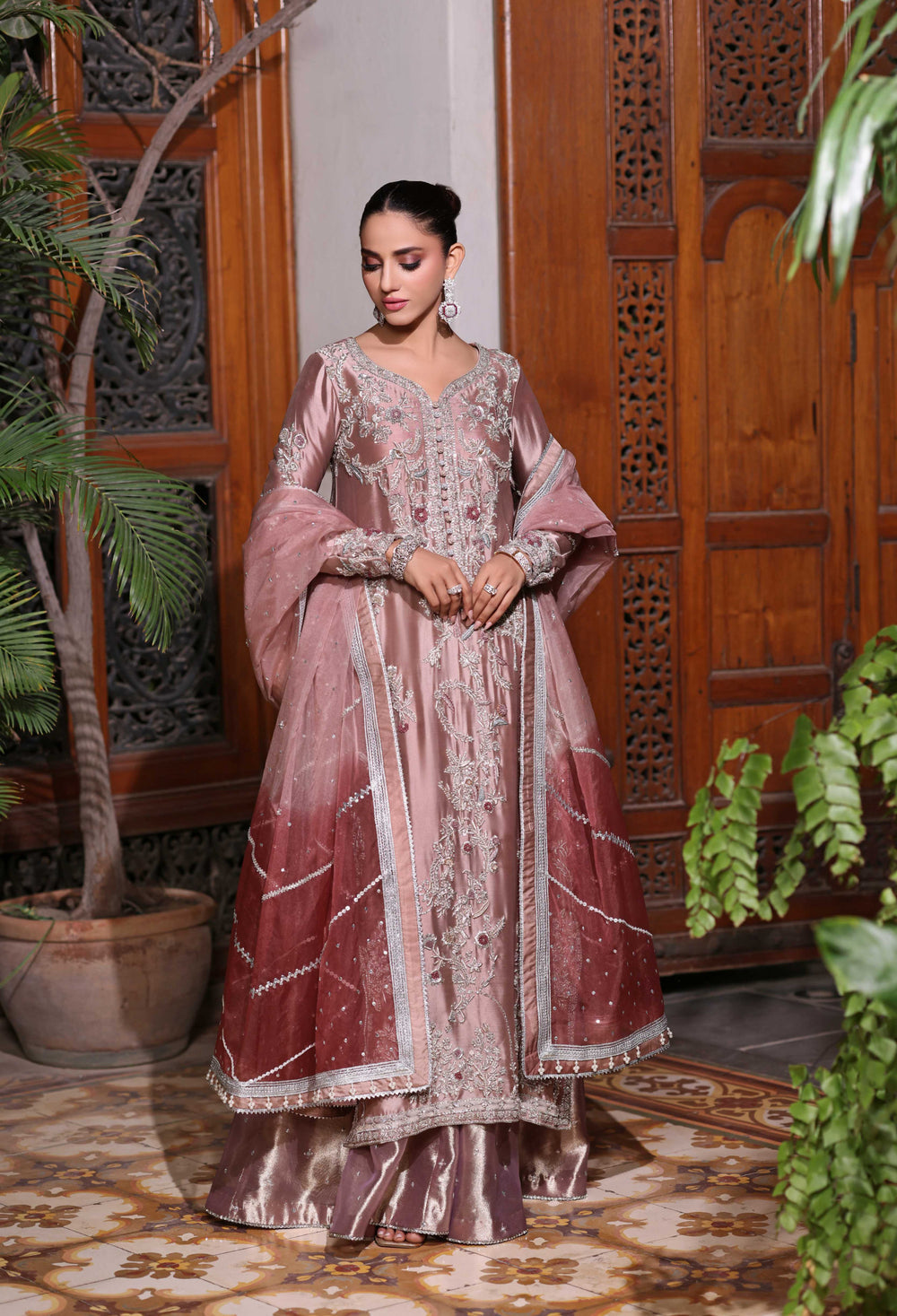 Wahaj M Khan | Nur Festive | Nude Mocha Luxe Kaftan Set, image 5