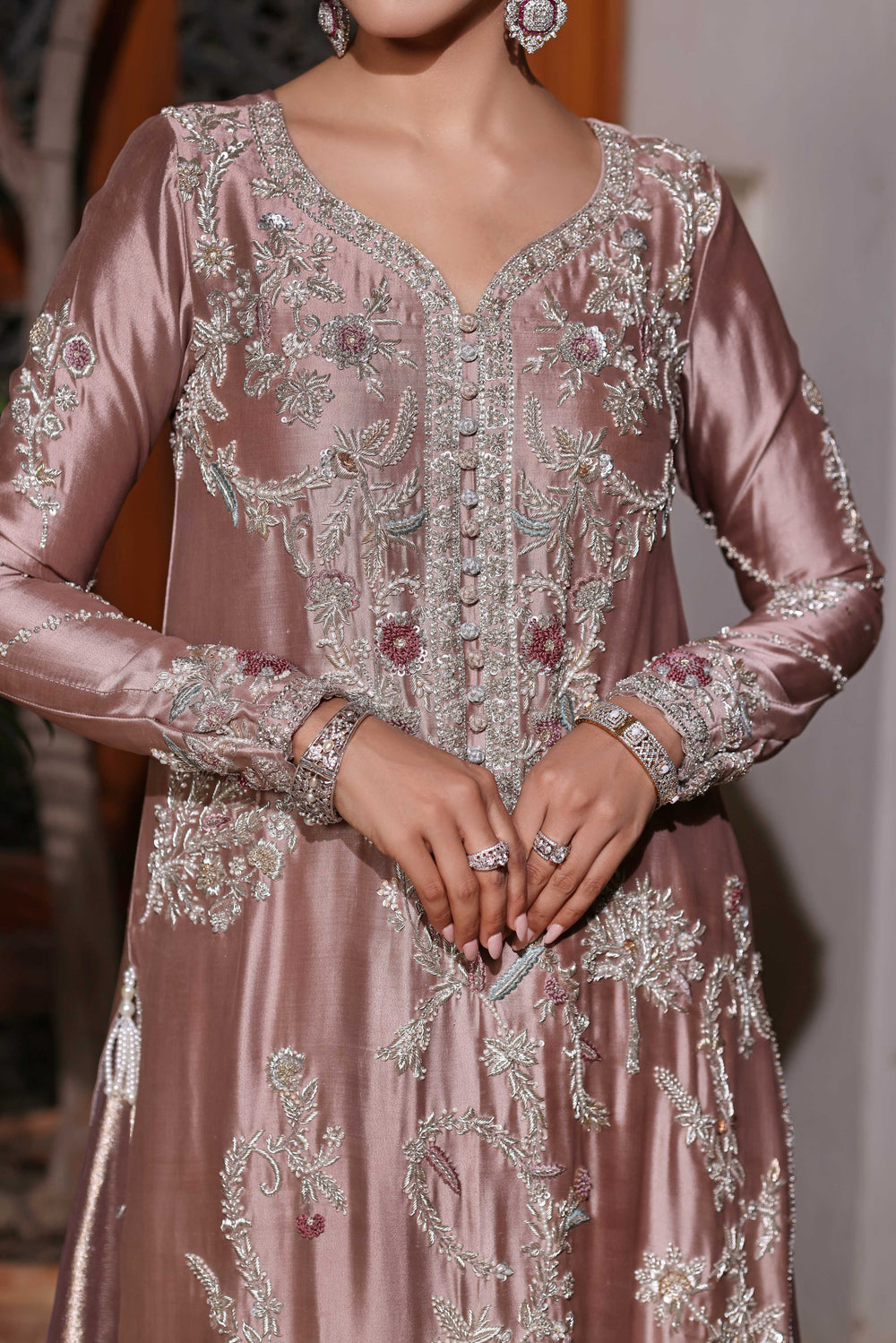Wahaj M Khan | Nur Festive | Nude Mocha Luxe Kaftan Set, image 4