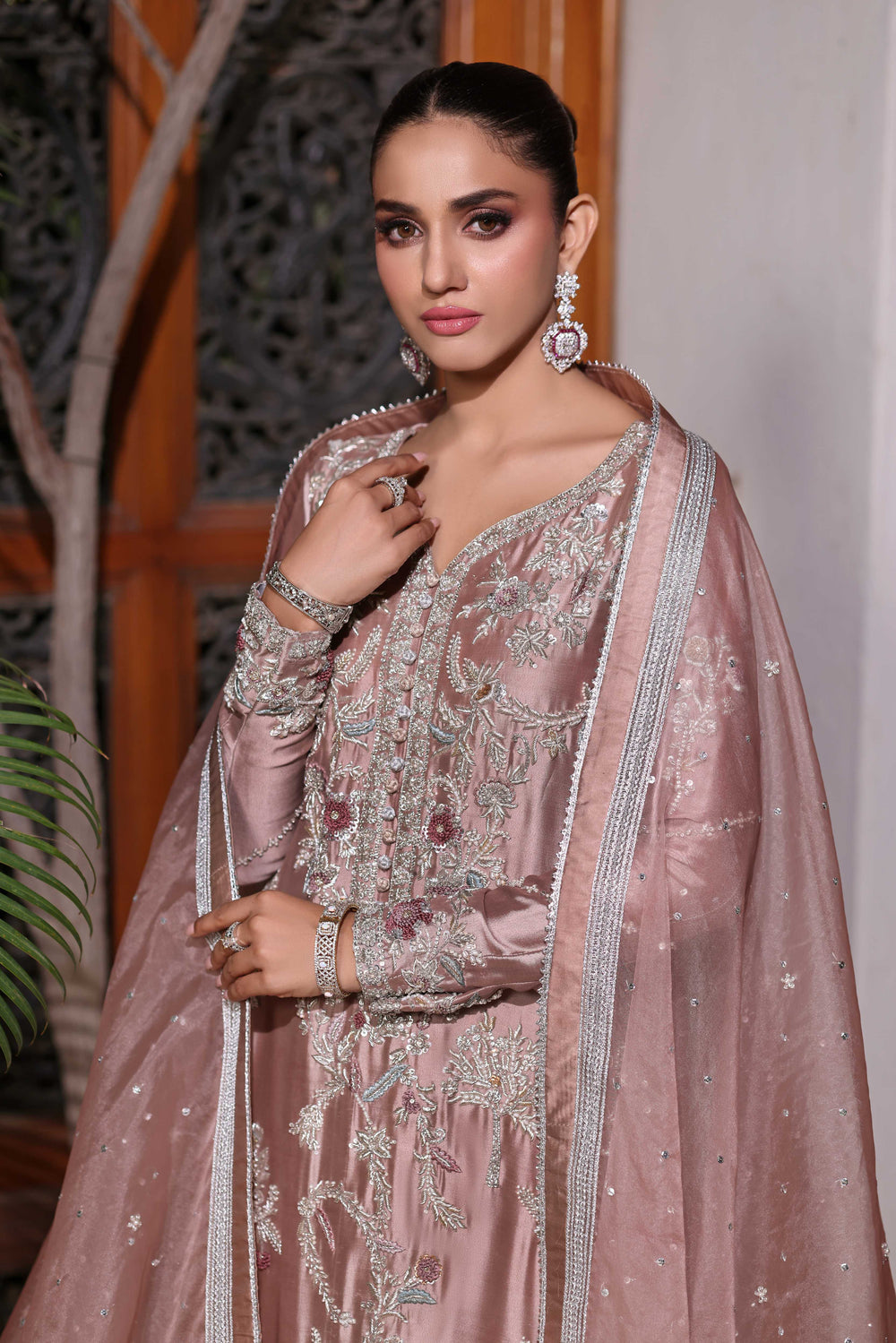 Wahaj M Khan | Nur Festive | Nude Mocha Luxe Kaftan Set, image 3