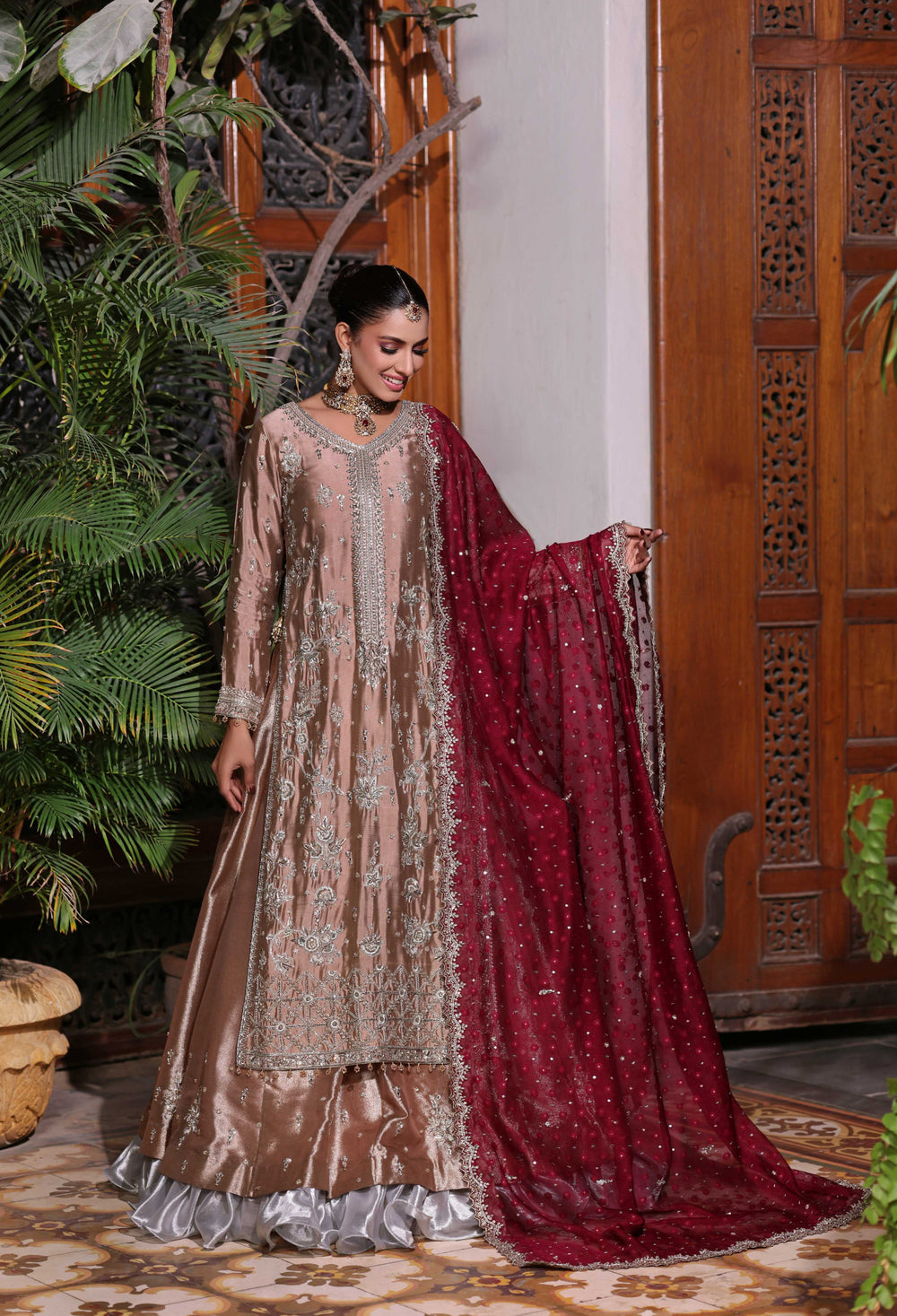 Wahaj M Khan | Nur Festive | Coffee Maroon Gold Luxe Nur LS, image 5