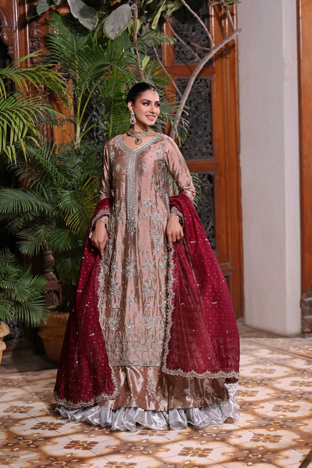 Wahaj M Khan | Nur Festive | Coffee Maroon Gold Luxe Nur LS, image 4