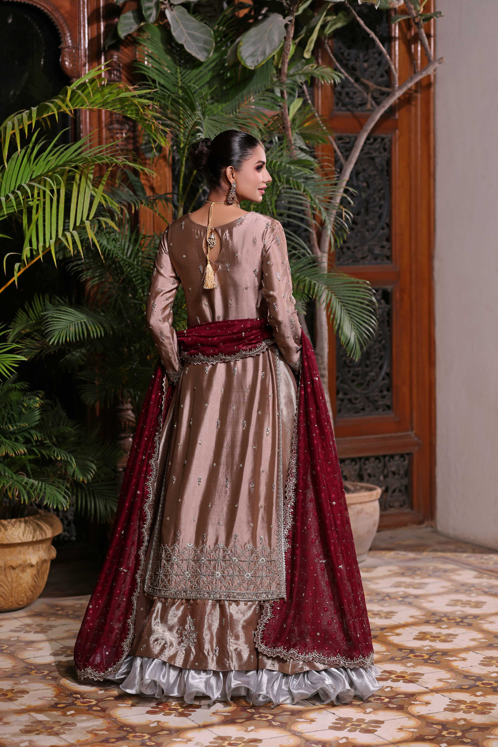 Wahaj M Khan | Nur Festive | Coffee Maroon Gold Luxe Nur LS, image 2