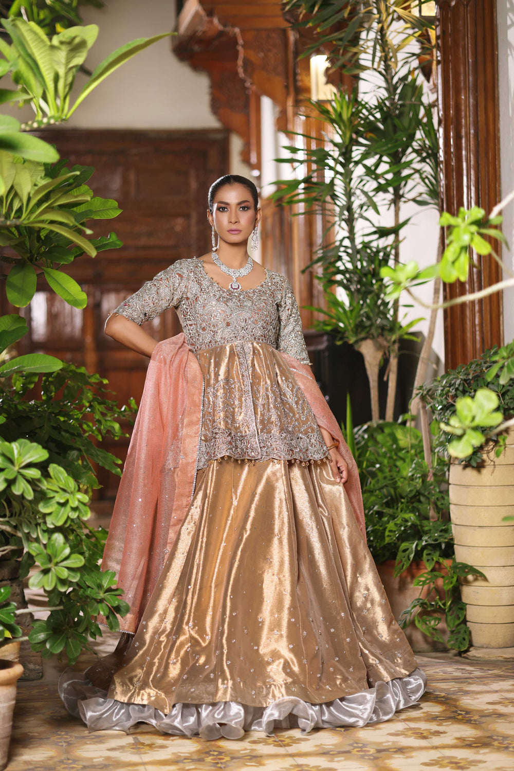 Wahaj M Khan | Nur Festive | Gold Peplum Nur Set, image 8