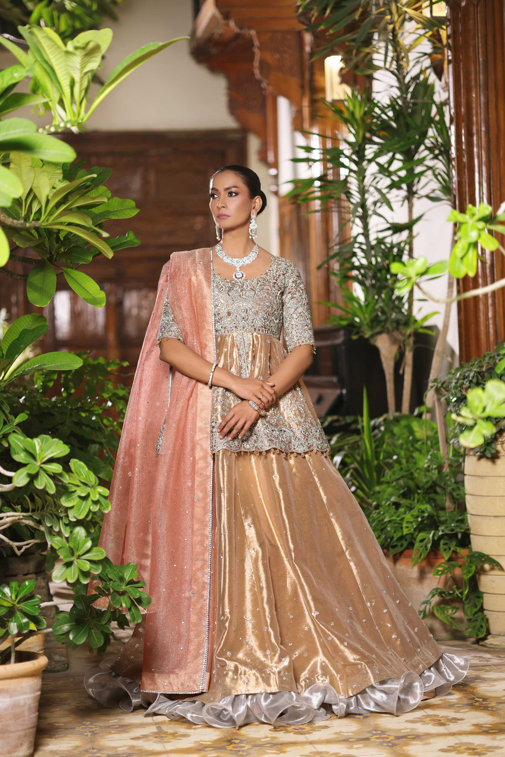 Wahaj M Khan | Nur Festive | Gold Peplum Nur Set, image 7