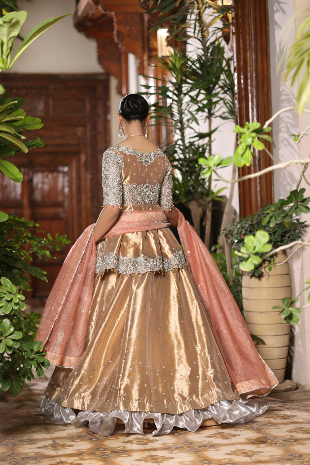 Wahaj M Khan | Nur Festive | Gold Peplum Nur Set, image 2