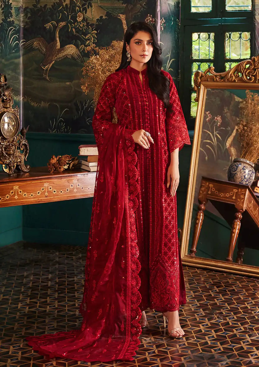 Zainab Chottani | Embroidered Velvet | SURKH D-05 by Zainab Chottani - House of Maryam