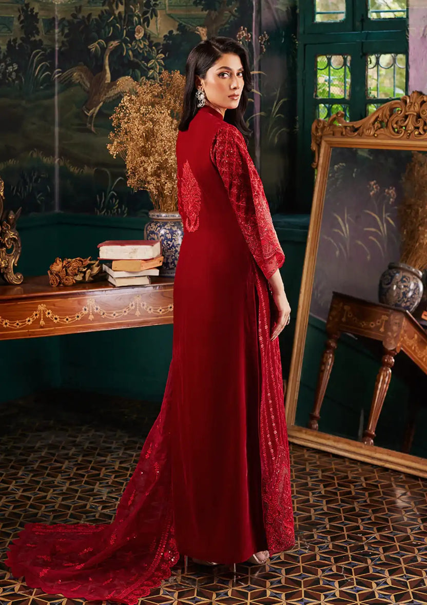 Zainab Chottani | Embroidered Velvet | SURKH D-05 by Zainab Chottani - House of Maryam