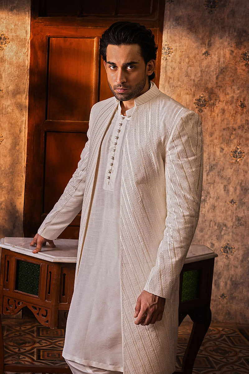 Republic By Omar Farooq | Sherwani Couture | Chevron Open Faced Sherwani -  Republic by Omar Farooq SHERWANI COUTURE - Original Designer Dress - House of Maryam