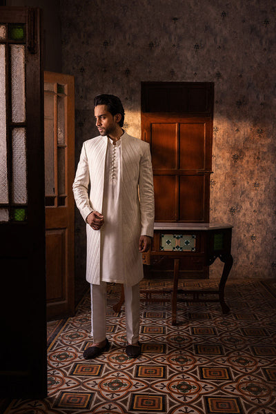Republic By Omar Farooq | Sherwani Couture | Chevron Open Faced Sherwani -  Republic by Omar Farooq SHERWANI COUTURE - Original Designer Dress - House of Maryam