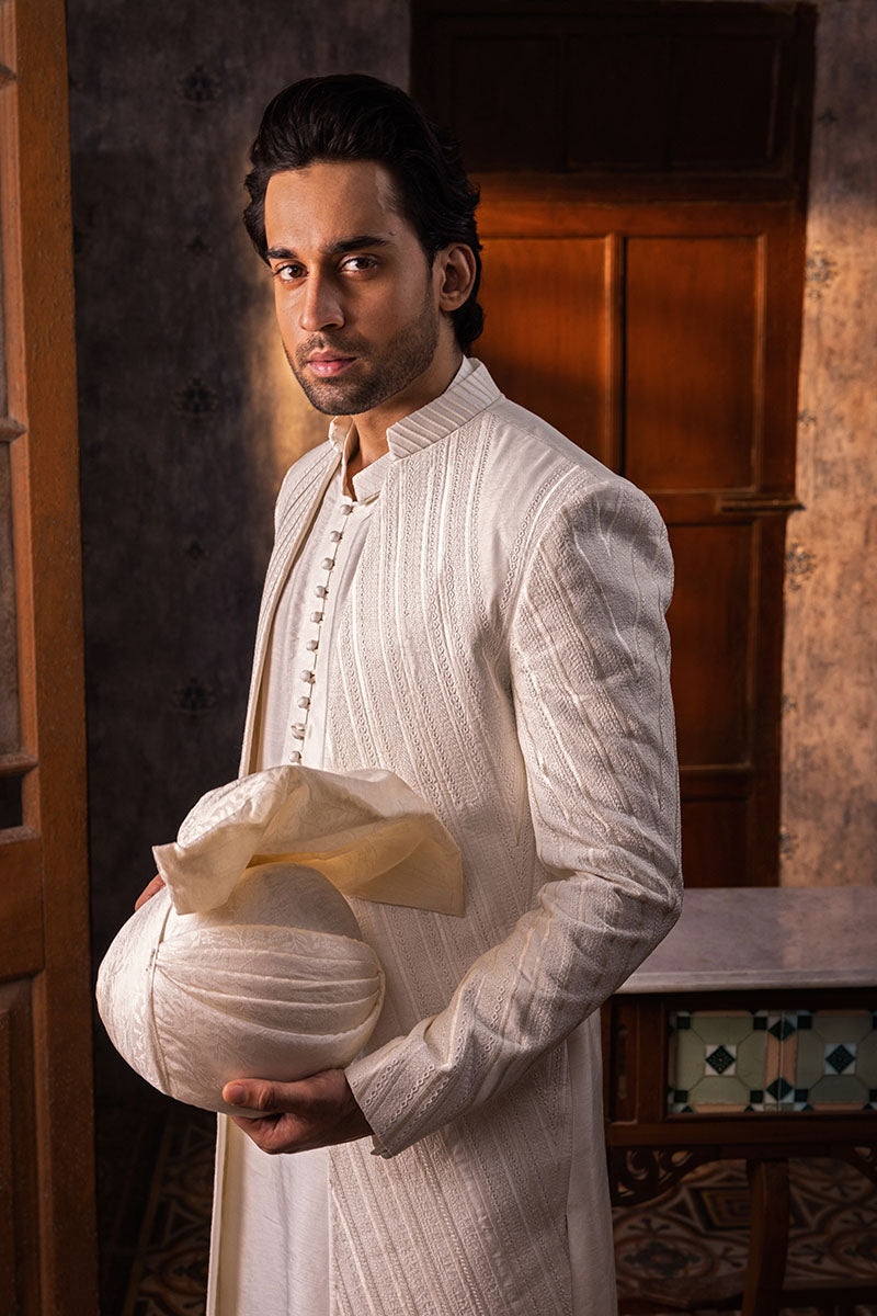 Republic By Omar Farooq | Sherwani Couture | Chevron Open Faced Sherwani