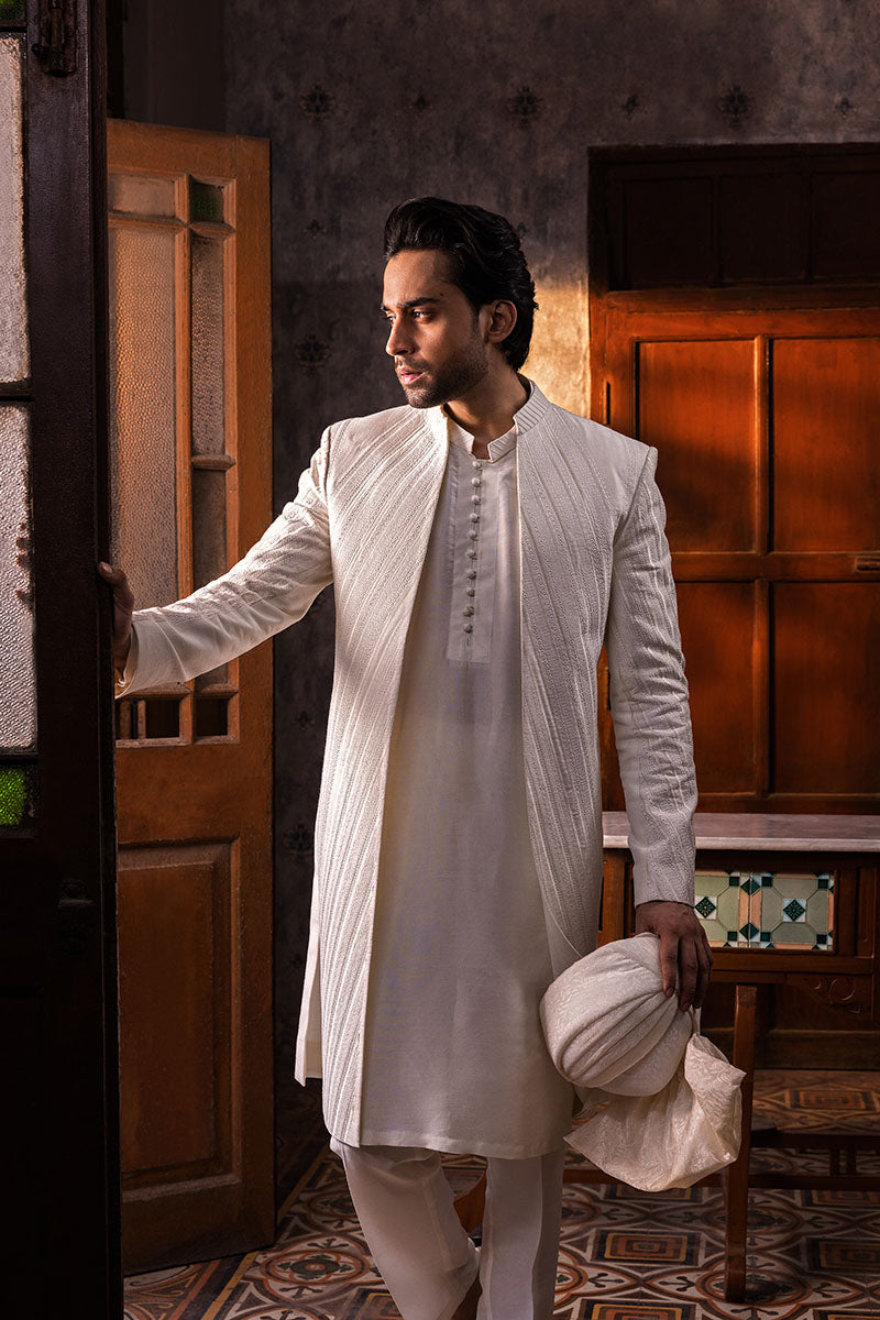 Republic By Omar Farooq | Sherwani Couture | Chevron Open Faced Sherwani -  Republic by Omar Farooq SHERWANI COUTURE - Original Designer Dress - House of Maryam