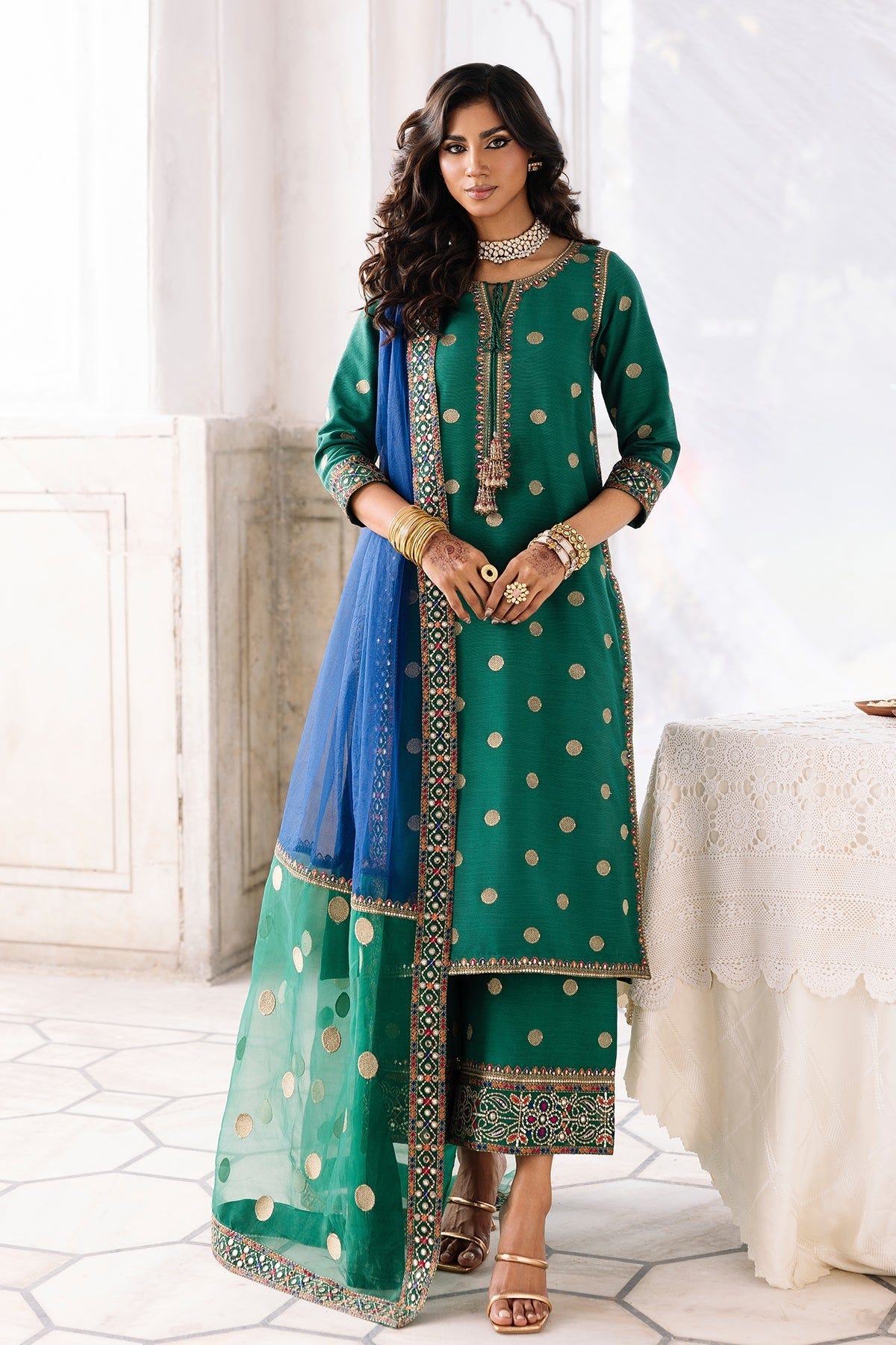 Charizma | Festive Pret | 3-PC Embroidered Raw-Silk CMA-6-324