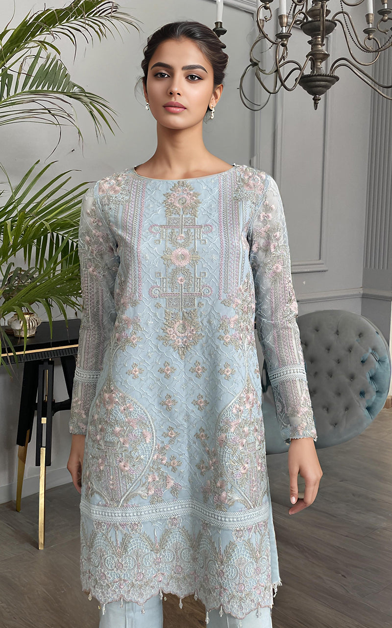 Threads and Motifs | Formal Dresses 25 | Net Embroidered Shirt -  Threads and Motifs Ladies Clothes - Original Designer Dress - House of Maryam