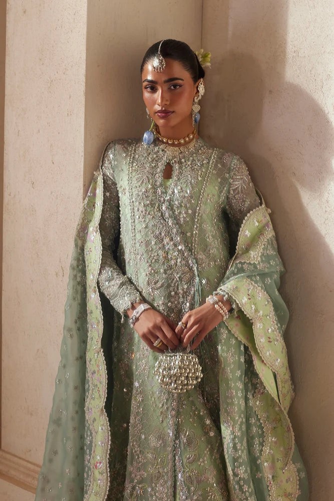 Suffuse Nirvelle turquoise green organza angrakha and gharara, photo 2
