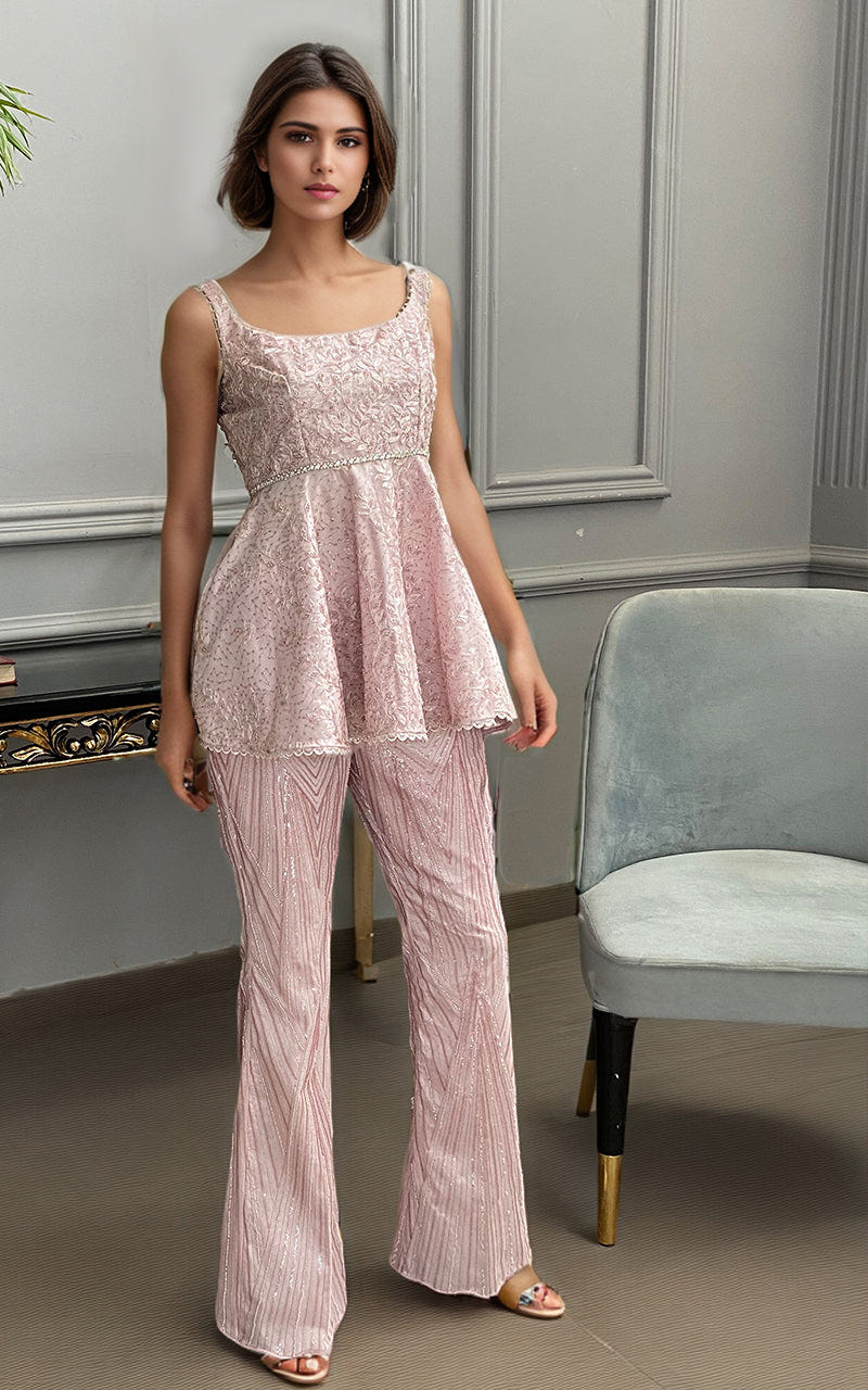 Threads and Motifs | Formal Dresses 25 | Net Embroidered Peplum With Embroidered Trouser -  Threads and Motifs Ladies Clothes - Original Designer Dress - House of Maryam