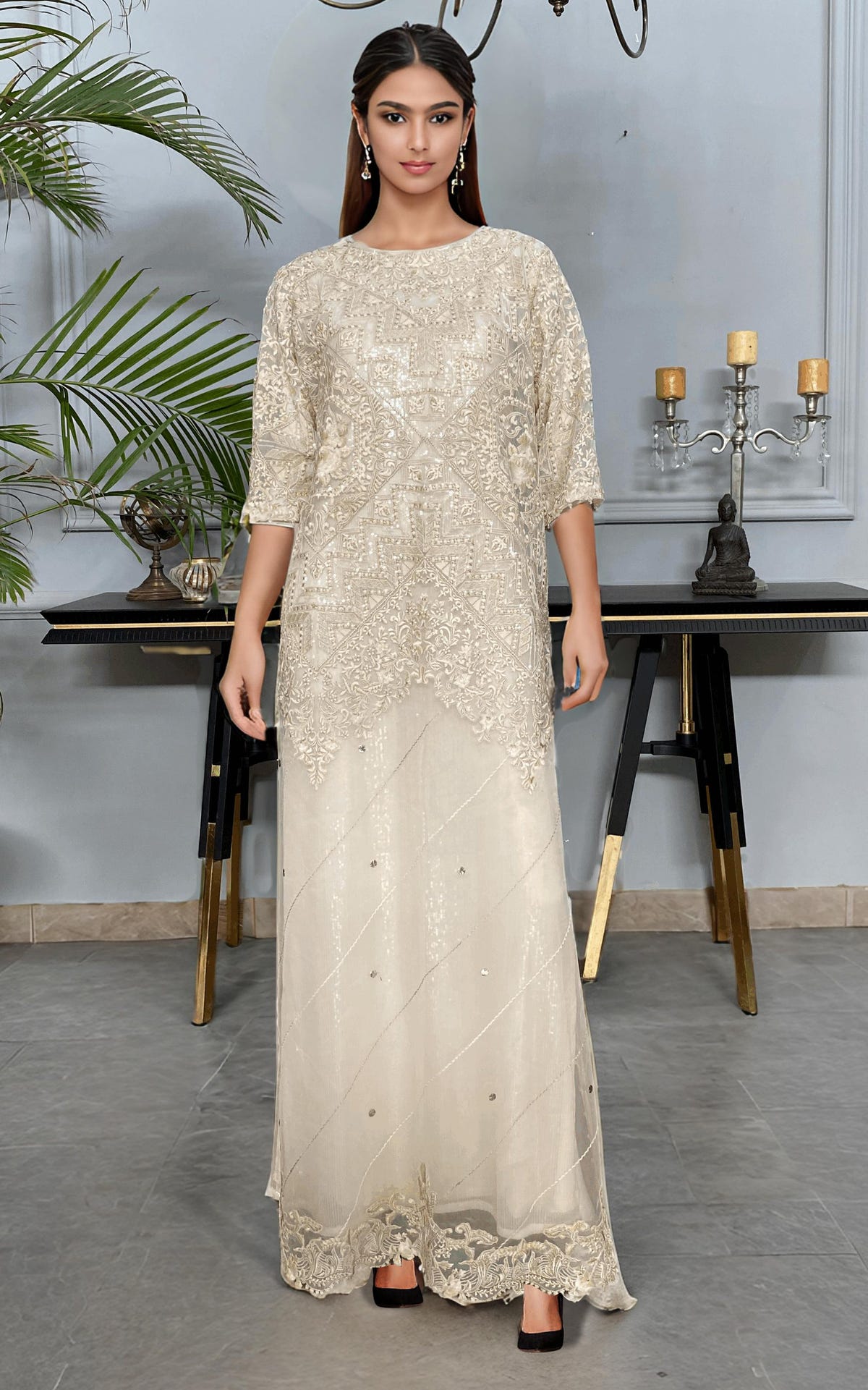 Threads and Motifs | Formal Dresses 25 | NET EMBROIDERED KAFTAN -  Threads and Motifs Ladies Clothes - Original Designer Dress - House of Maryam