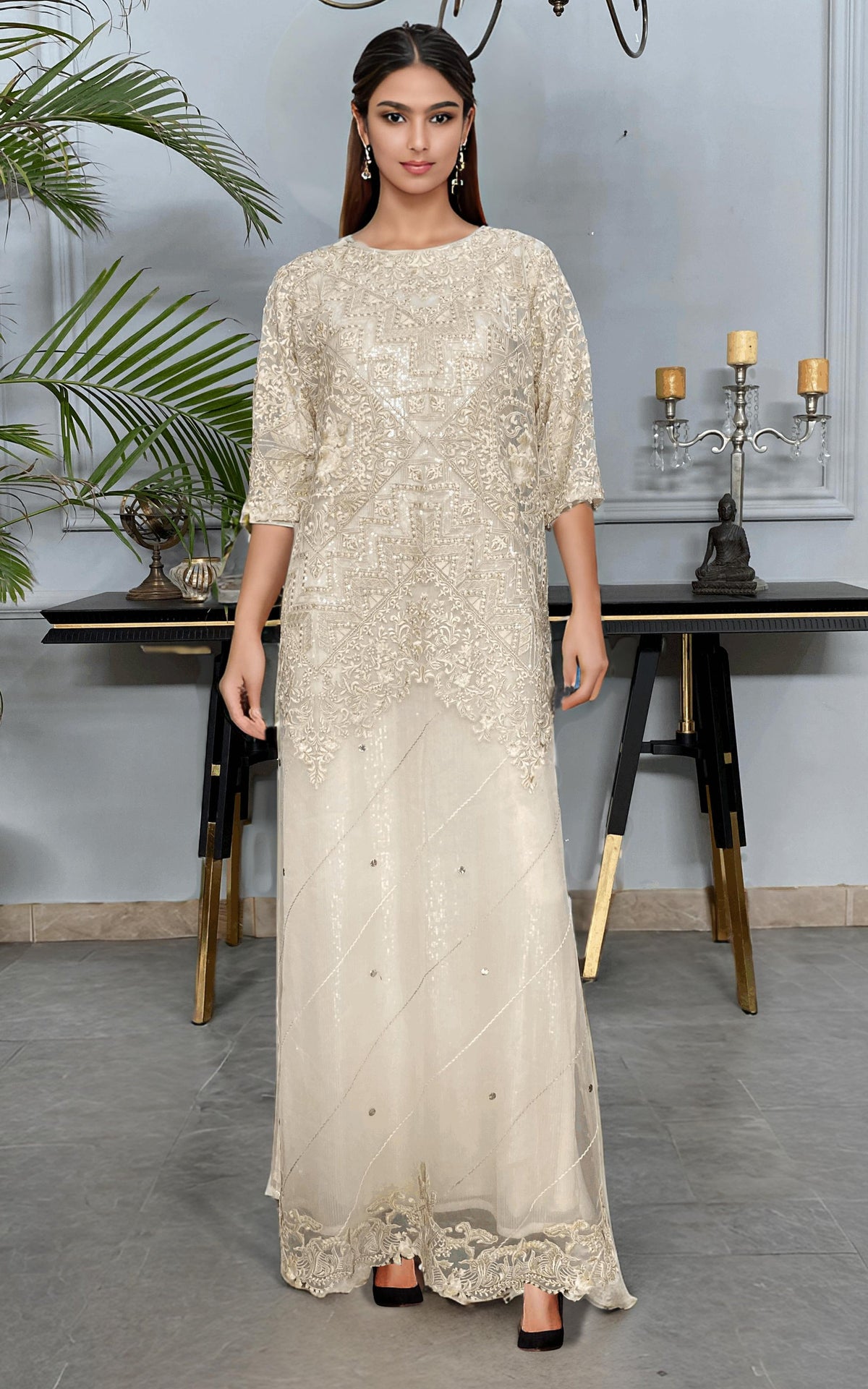 Threads and Motifs | Formal Dresses 25 | NET EMBROIDERED KAFTAN -  Threads and Motifs Ladies Clothes - Original Designer Dress - House of Maryam