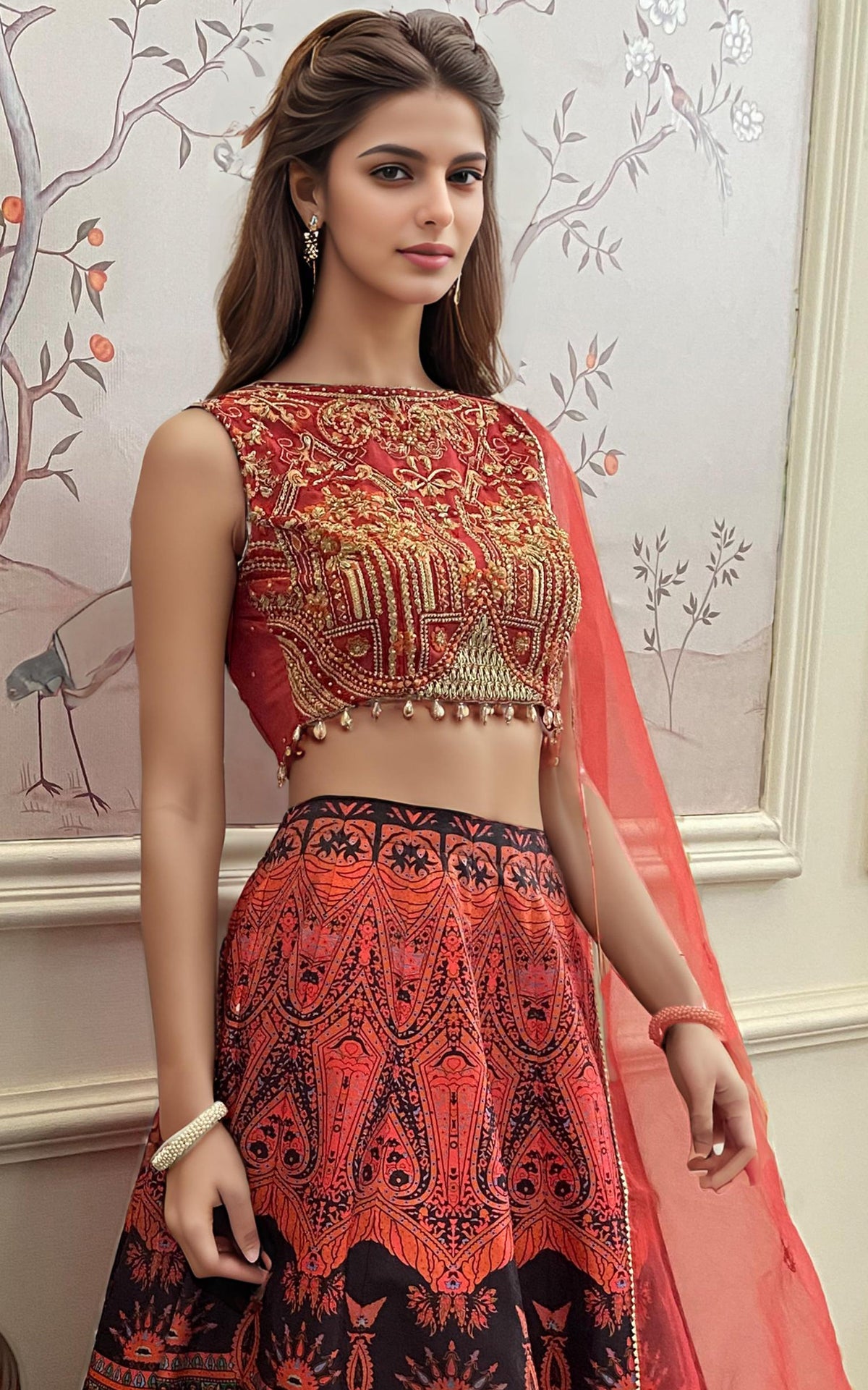 Threads and Motifs | Formal Dresses 25 | Embroidered Blouse With Printed Lehenga And Dupatta -  Threads and Motifs Ladies Clothes - Original Designer Dress - House of Maryam