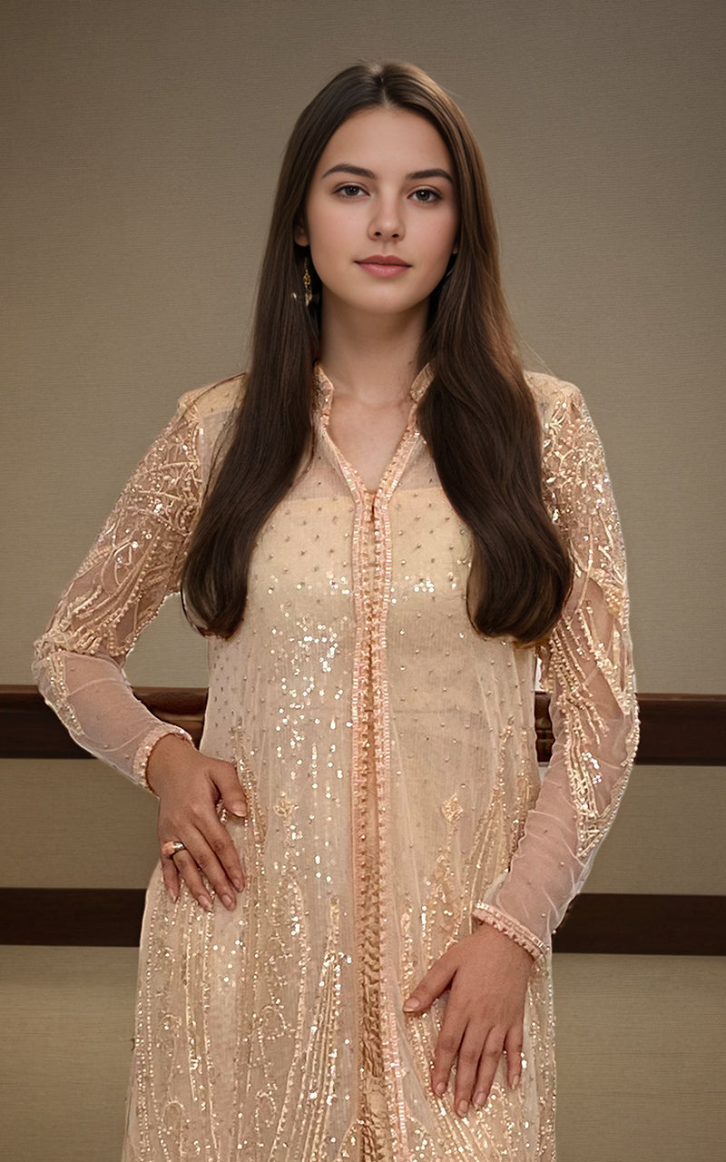 Threads and Motifs | Formal Dresses 25 | Net Embroidered Jacket -  Threads and Motifs Ladies Clothes - Original Designer Dress - House of Maryam