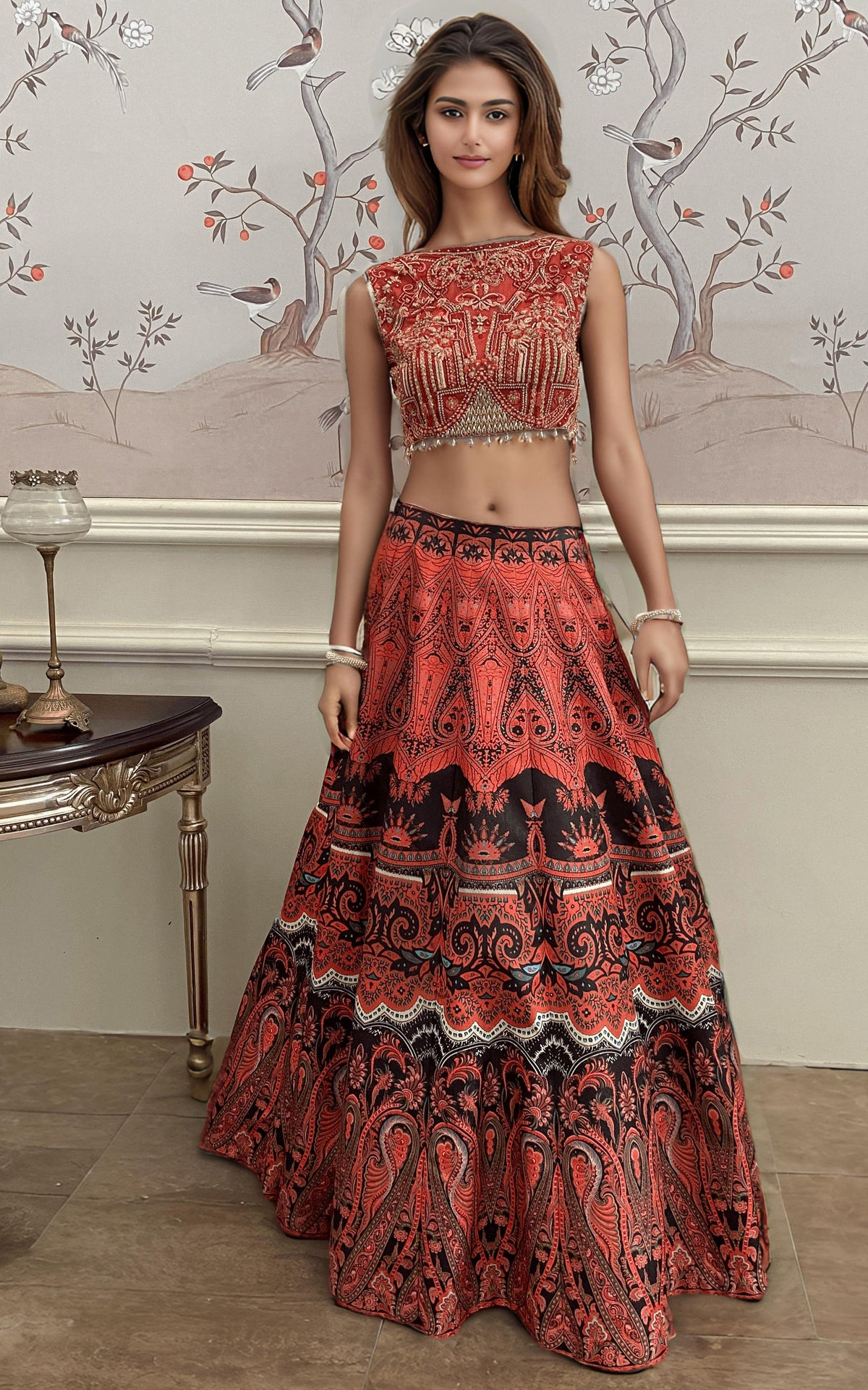 Threads and Motifs | Formal Dresses 25 | Embroidered Blouse With Printed Lehenga And Dupatta -  Threads and Motifs Ladies Clothes - Original Designer Dress - House of Maryam