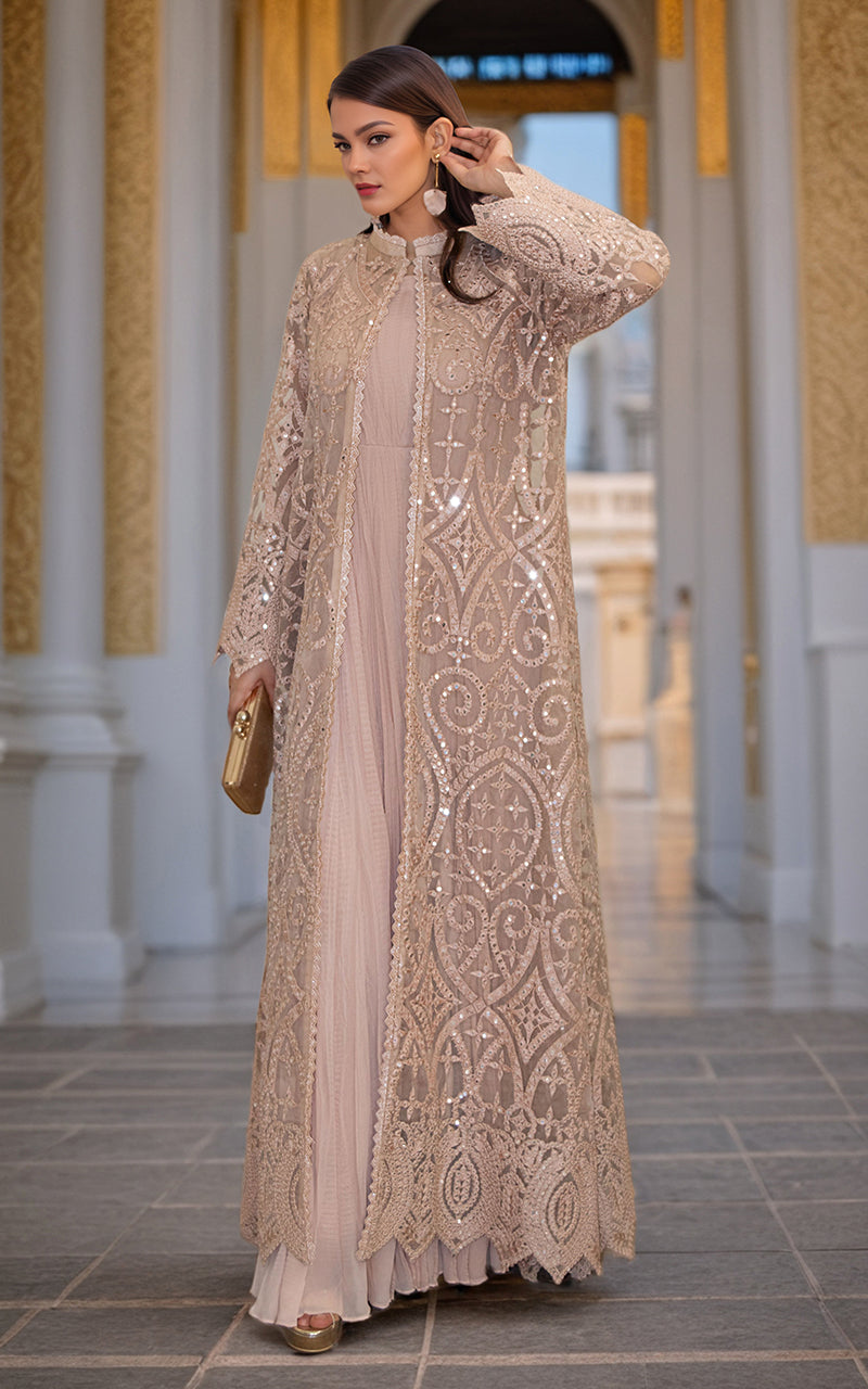 Threads and Motifs | Formal Dresses 25 | Organza Embroidered Jacket With Crushed Maxi -  Threads and Motifs Ladies Clothes - Original Designer Dress - House of Maryam