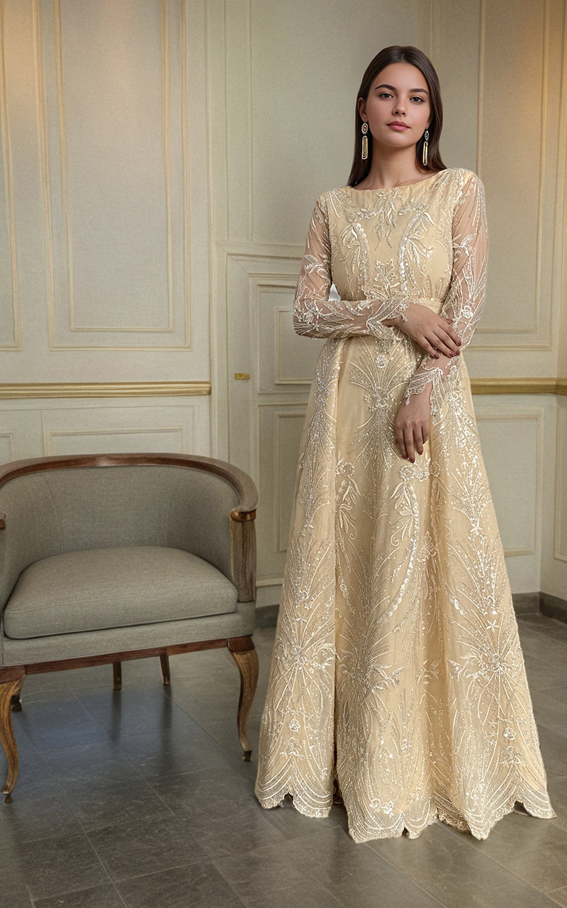 Threads and Motifs | Formal Dresses 25 | Net Embroidered Maxi -  Threads and Motifs Ladies Clothes - Original Designer Dress - House of Maryam