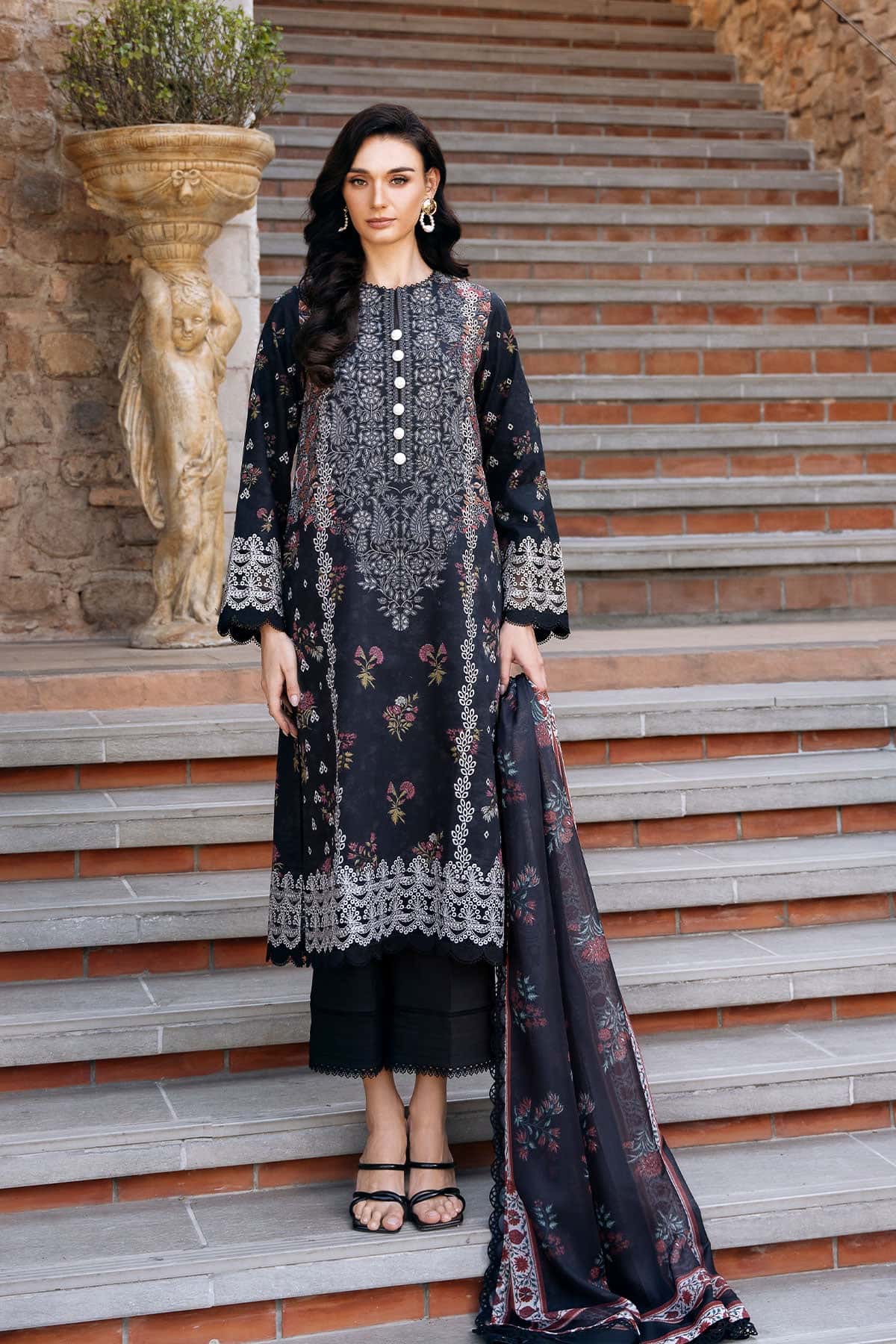 Afrozeh Anisa B black embroidered lawn suit