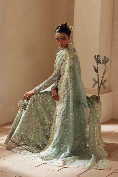 Suffuse Nirvelle turquoise green organza angrakha and gharara, photo 4