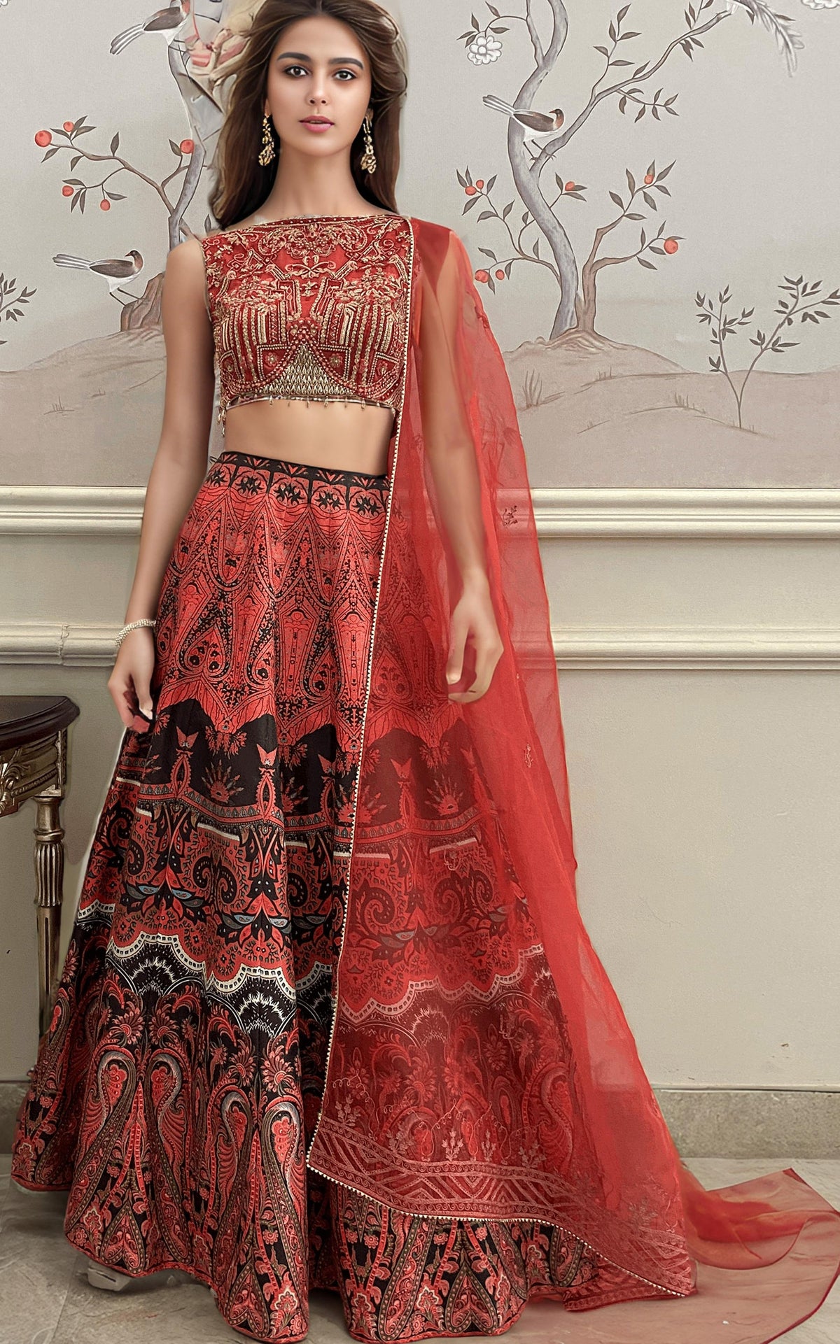 Threads and Motifs | Formal Dresses 25 | Embroidered Blouse With Printed Lehenga And Dupatta -  Threads and Motifs Ladies Clothes - Original Designer Dress - House of Maryam