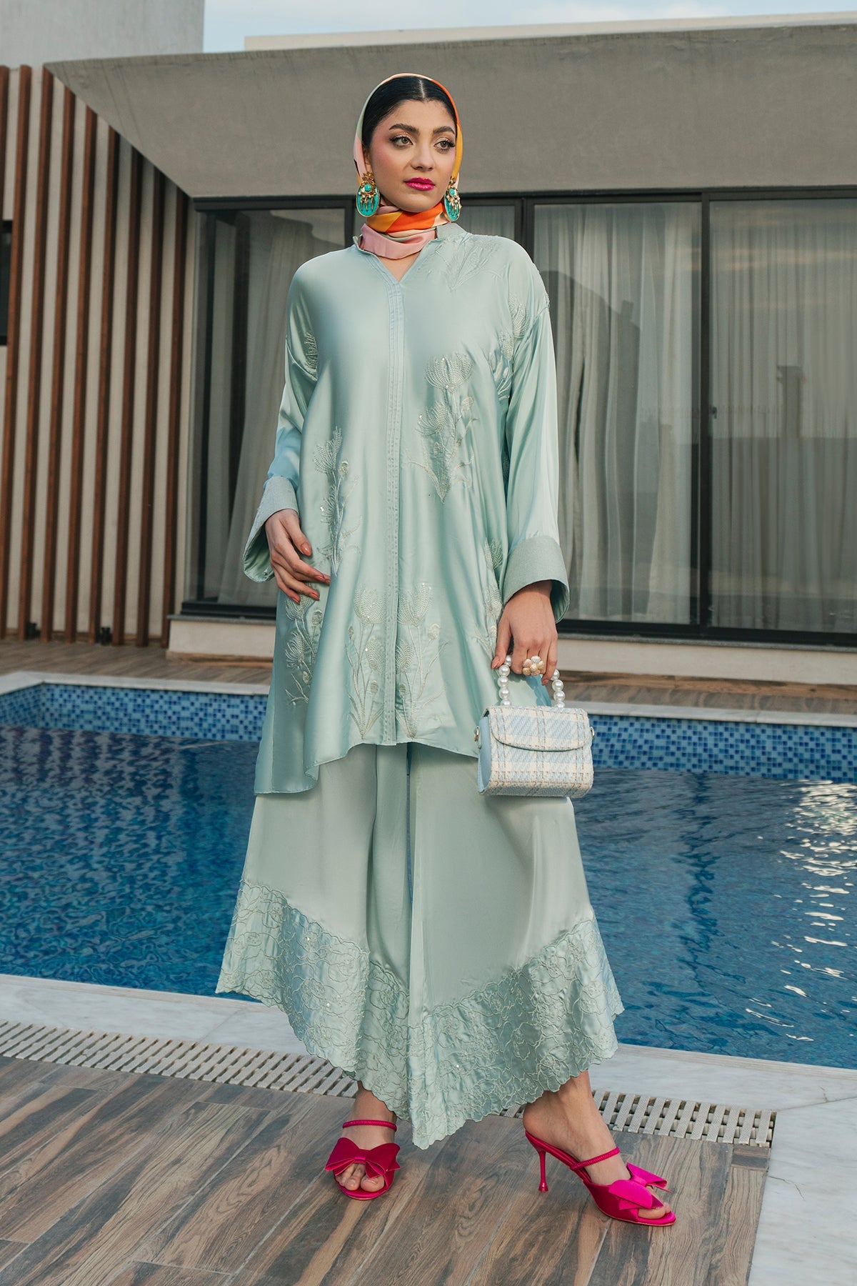 Fahad Hussayn | Lawn Banger | Aqua Babe -  Erum Khan Ladies Clothes - Original Designer Dress - House of Maryam