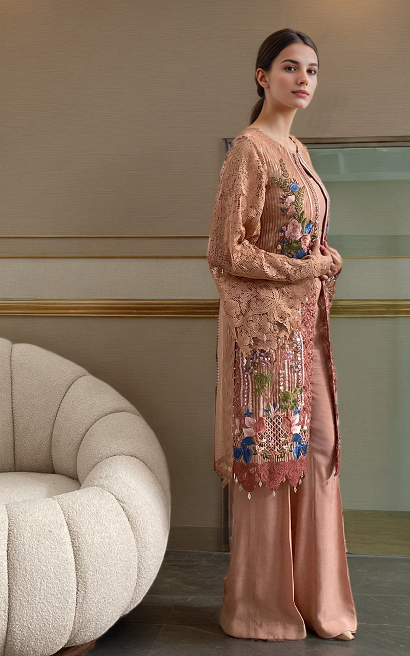 Threads and Motifs | Formal Dresses 25 | Organza Embroidered Jacket -  Threads and Motifs Ladies Clothes - Original Designer Dress - House of Maryam