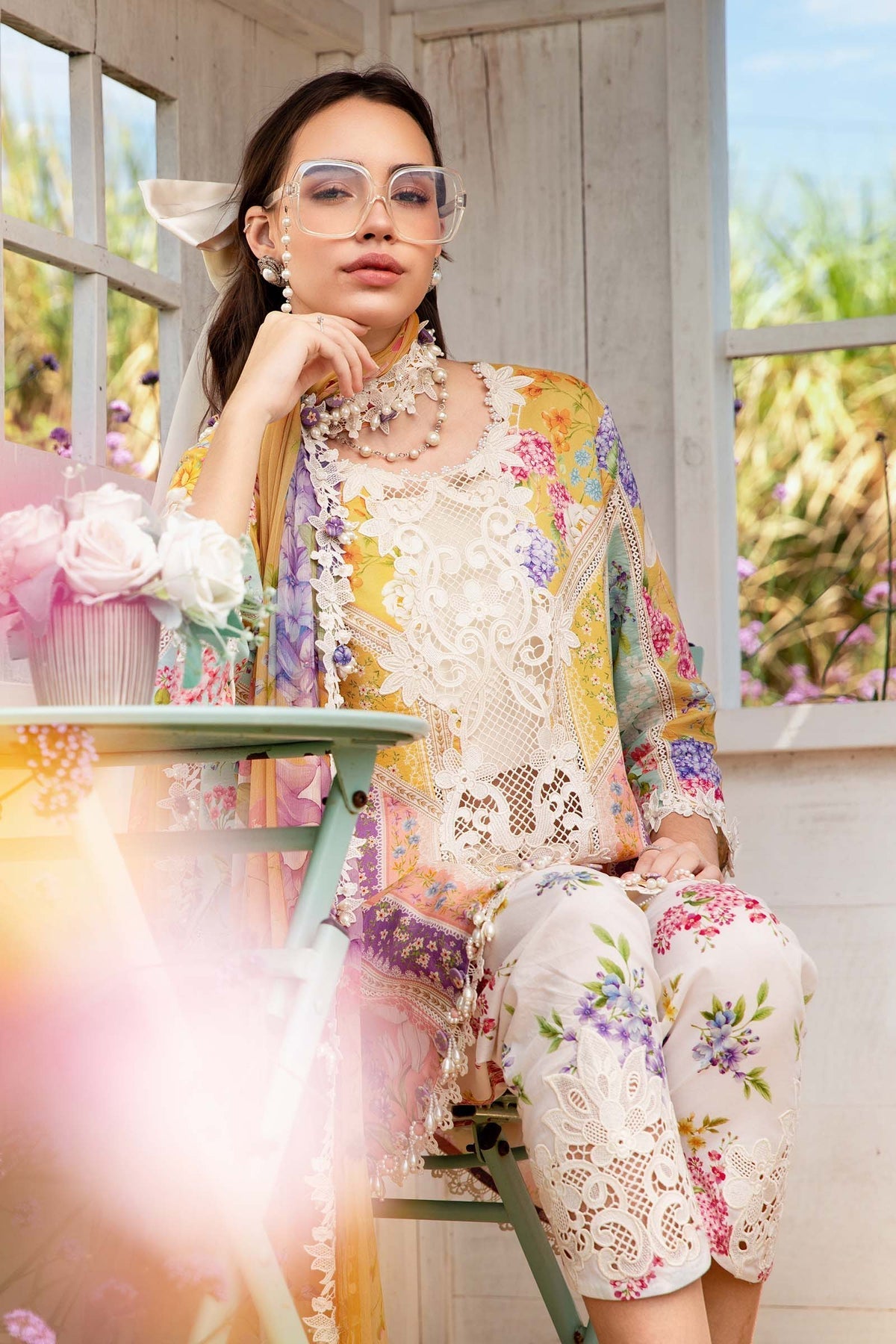 Maria B | M Prints 25 | MPT-2509-A -  Maria B Ladies Clothes - Original Designer Dress - House of Maryam