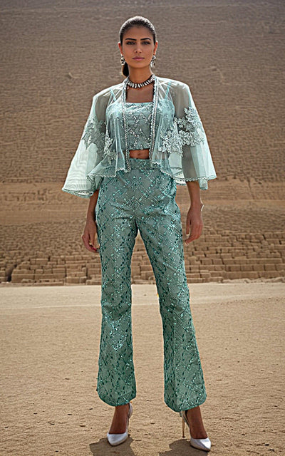 Threads and Motifs | Formal Dresses 25 | Embroiderd Cape with Blouse and Trouser -  Threads and Motifs Ladies Clothes - Original Designer Dress - House of Maryam