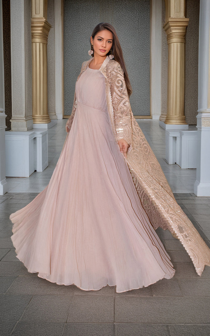 Threads and Motifs | Formal Dresses 25 | Organza Embroidered Jacket With Crushed Maxi -  Threads and Motifs Ladies Clothes - Original Designer Dress - House of Maryam