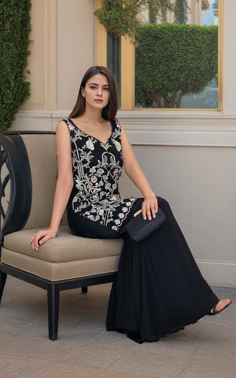 Threads and Motifs | Formal Dresses 25 | Chiffon Embroidered Shirt -  Threads and Motifs Ladies Clothes - Original Designer Dress - House of Maryam