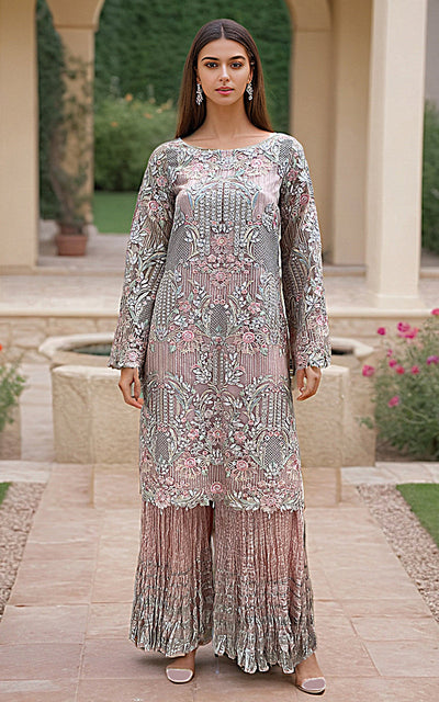 Threads and Motifs | Formal Dresses 25 | Embroidered Shirt With Dupatta And Gharara -  Threads and Motifs Ladies Clothes - Original Designer Dress - House of Maryam