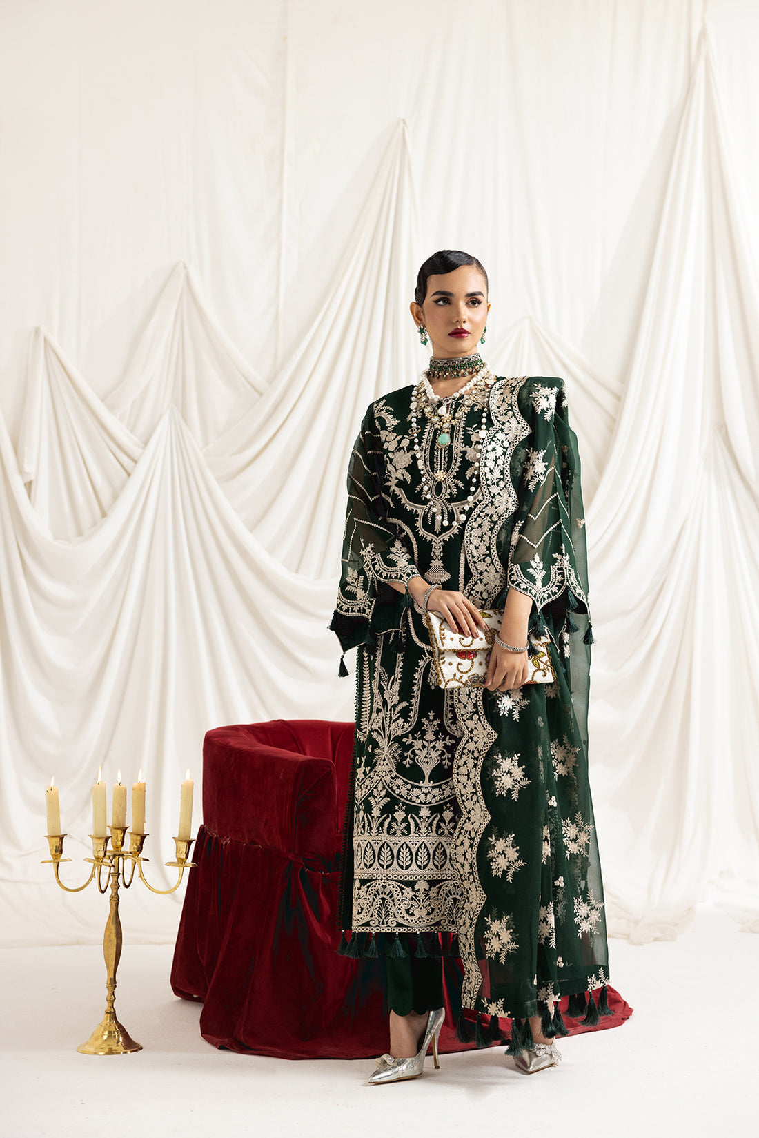 Alizeh | Formals Collection | Clara B (GREEN) by Designer Alizeh - House of Maryam - Pakistani Designer Ethnic Wear in {{ shop.shopifyCountryName }}