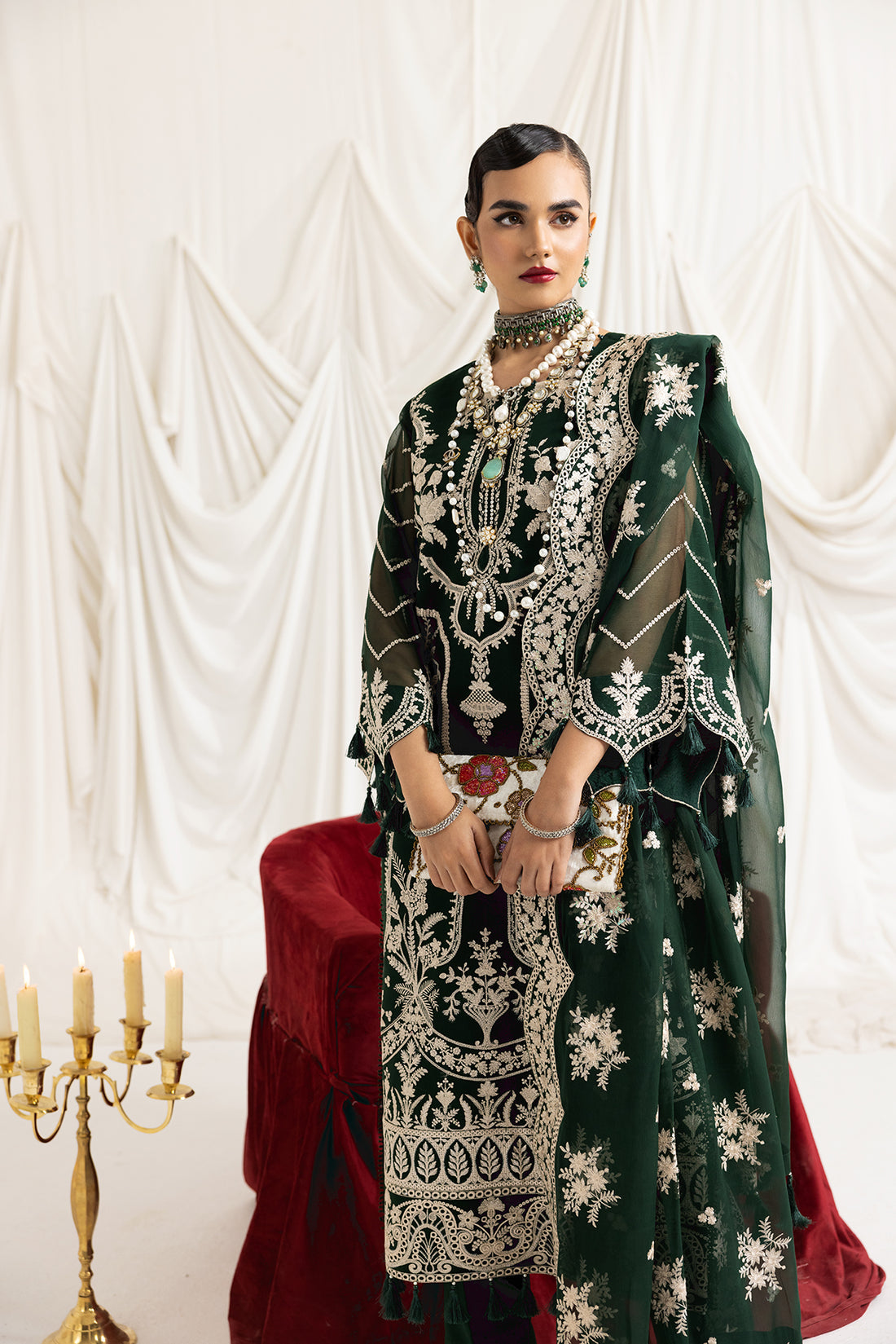 Alizeh | Formals Collection | Clara B (GREEN) by Designer Alizeh - House of Maryam - Pakistani Designer Ethnic Wear in {{ shop.shopifyCountryName }}