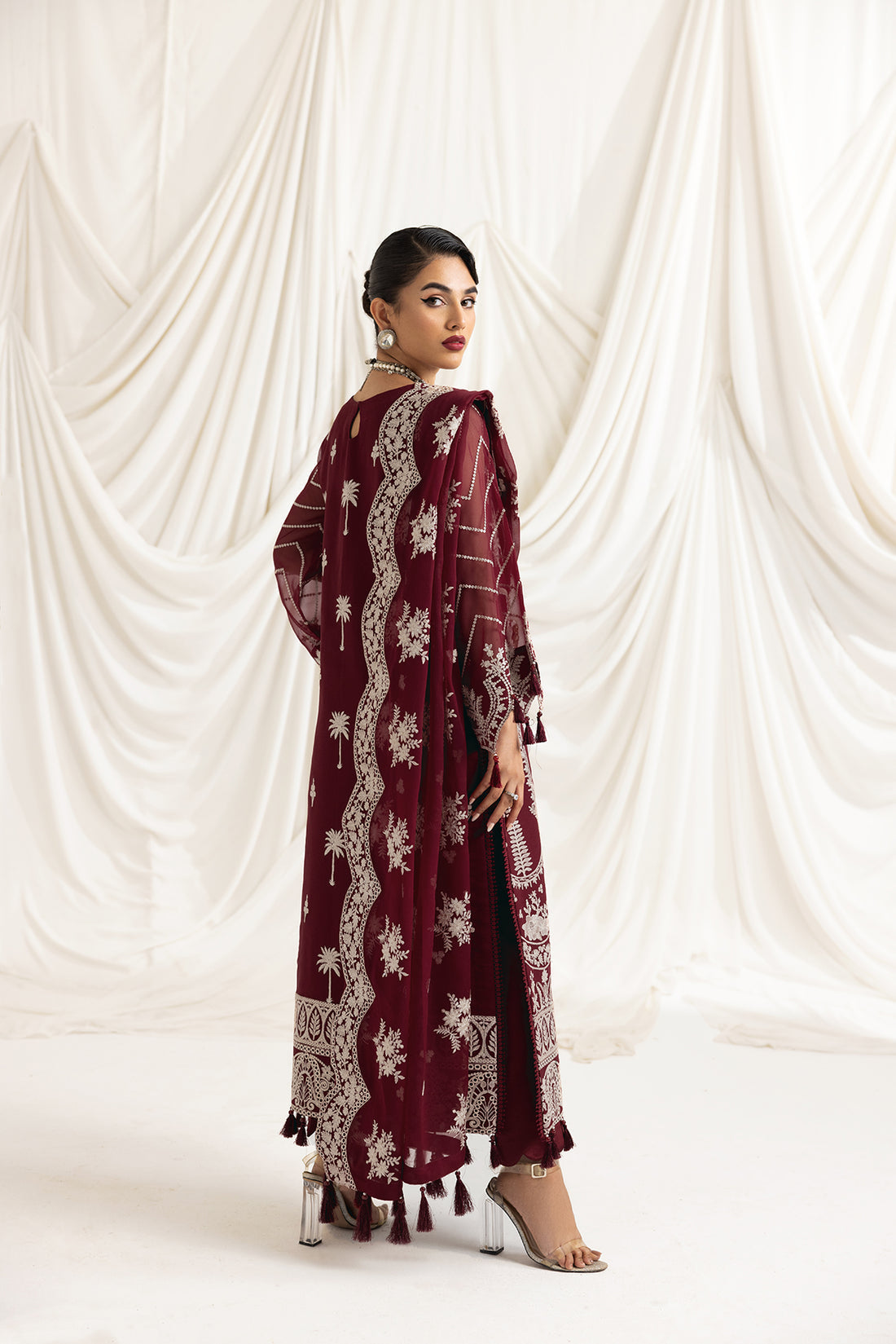 Alizeh | Formals Collection | Clara C (MAROON) by Designer Alizeh - House of Maryam - Pakistani Designer Ethnic Wear in {{ shop.shopifyCountryName }}